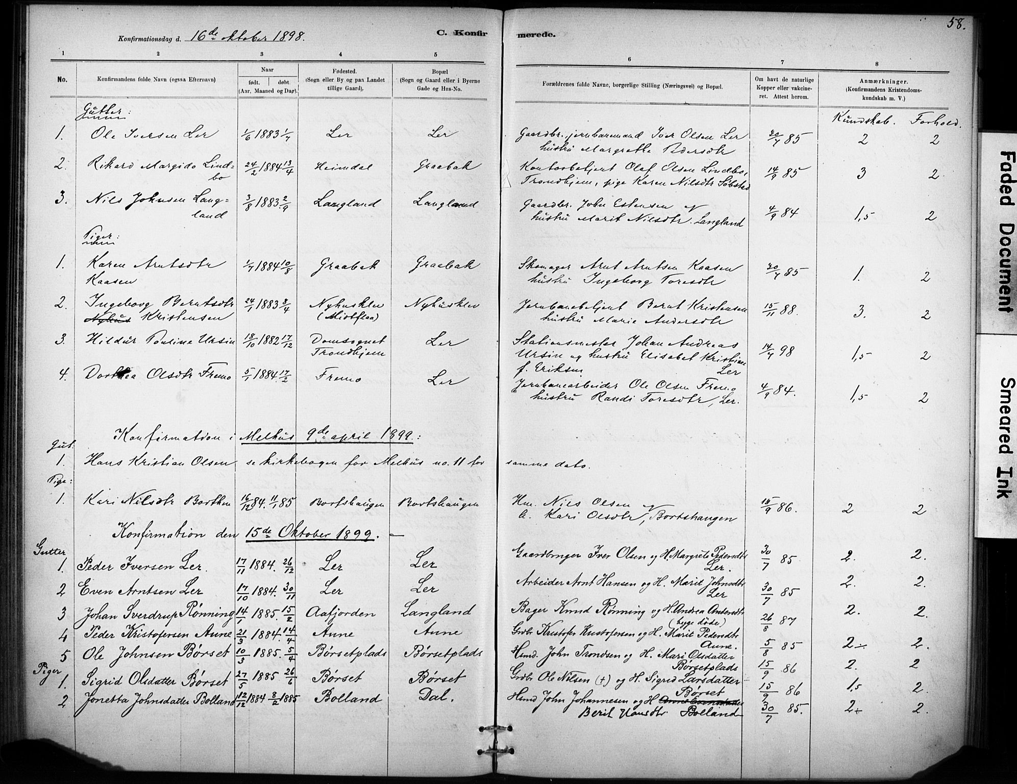 Ministerialprotokoller, klokkerbøker og fødselsregistre - Sør-Trøndelag, SAT/A-1456/693/L1119: Parish register (official) no. 693A01, 1887-1905, p. 58