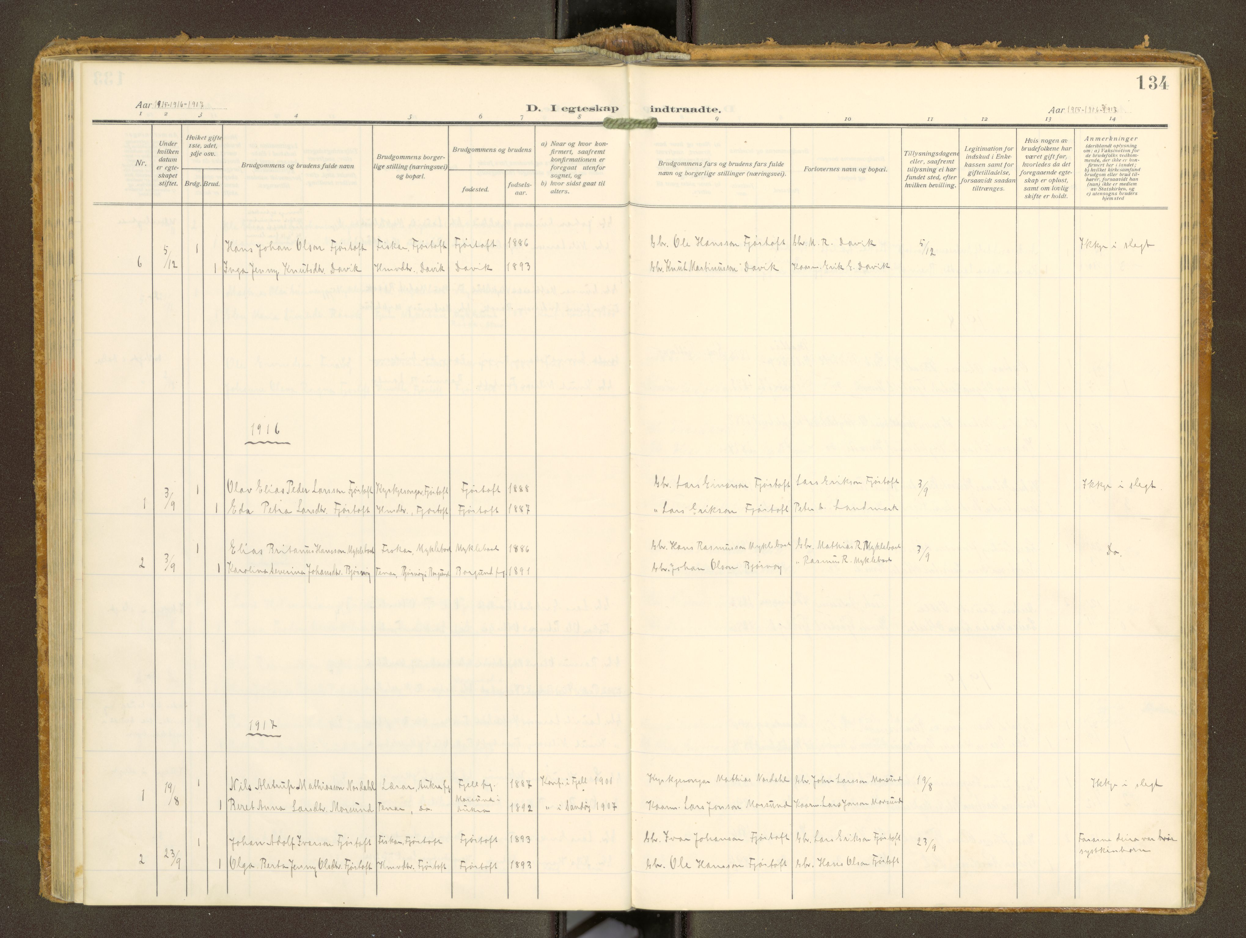 Ministerialprotokoller, klokkerbøker og fødselsregistre - Møre og Romsdal, AV/SAT-A-1454/538/L0528: Parish register (official) no. 538A--, 1911-1935, p. 134