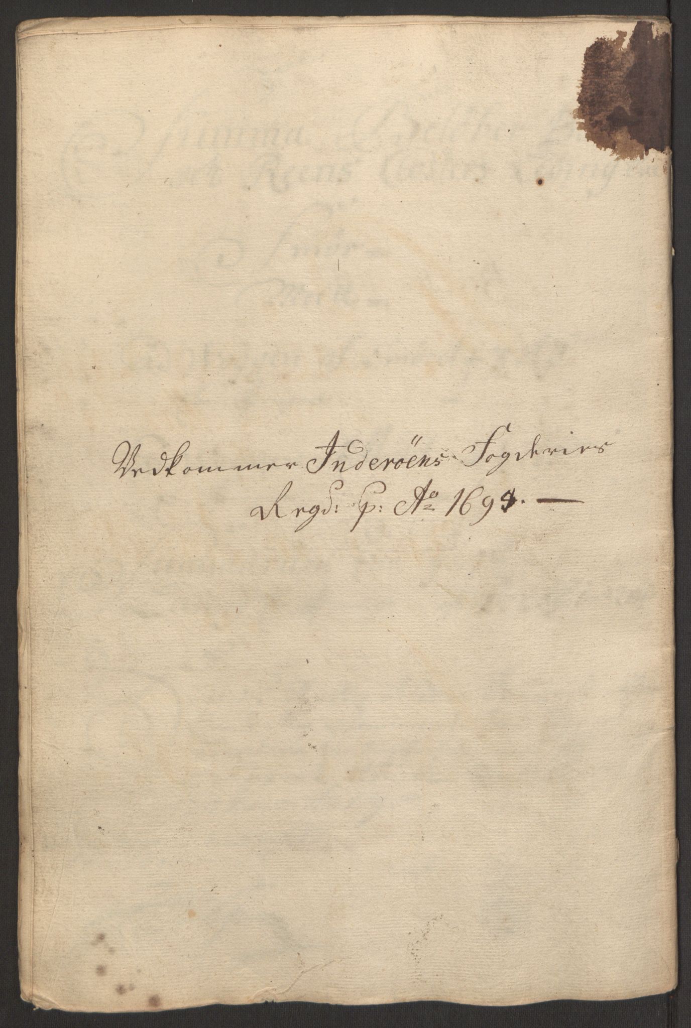 Rentekammeret inntil 1814, Reviderte regnskaper, Fogderegnskap, RA/EA-4092/R63/L4308: Fogderegnskap Inderøy, 1692-1694, p. 603