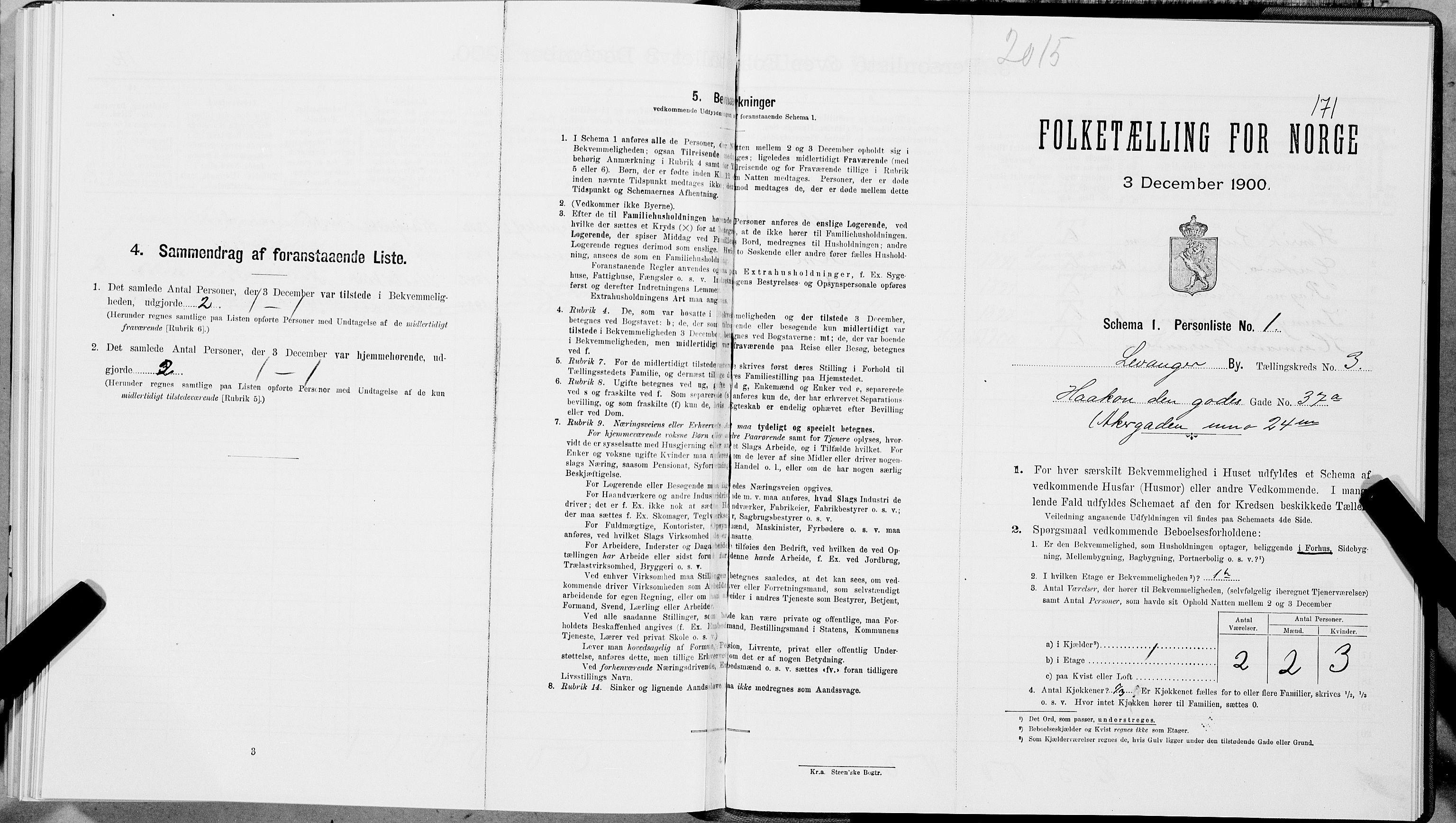 SAT, 1900 census for Levanger, 1900, p. 513