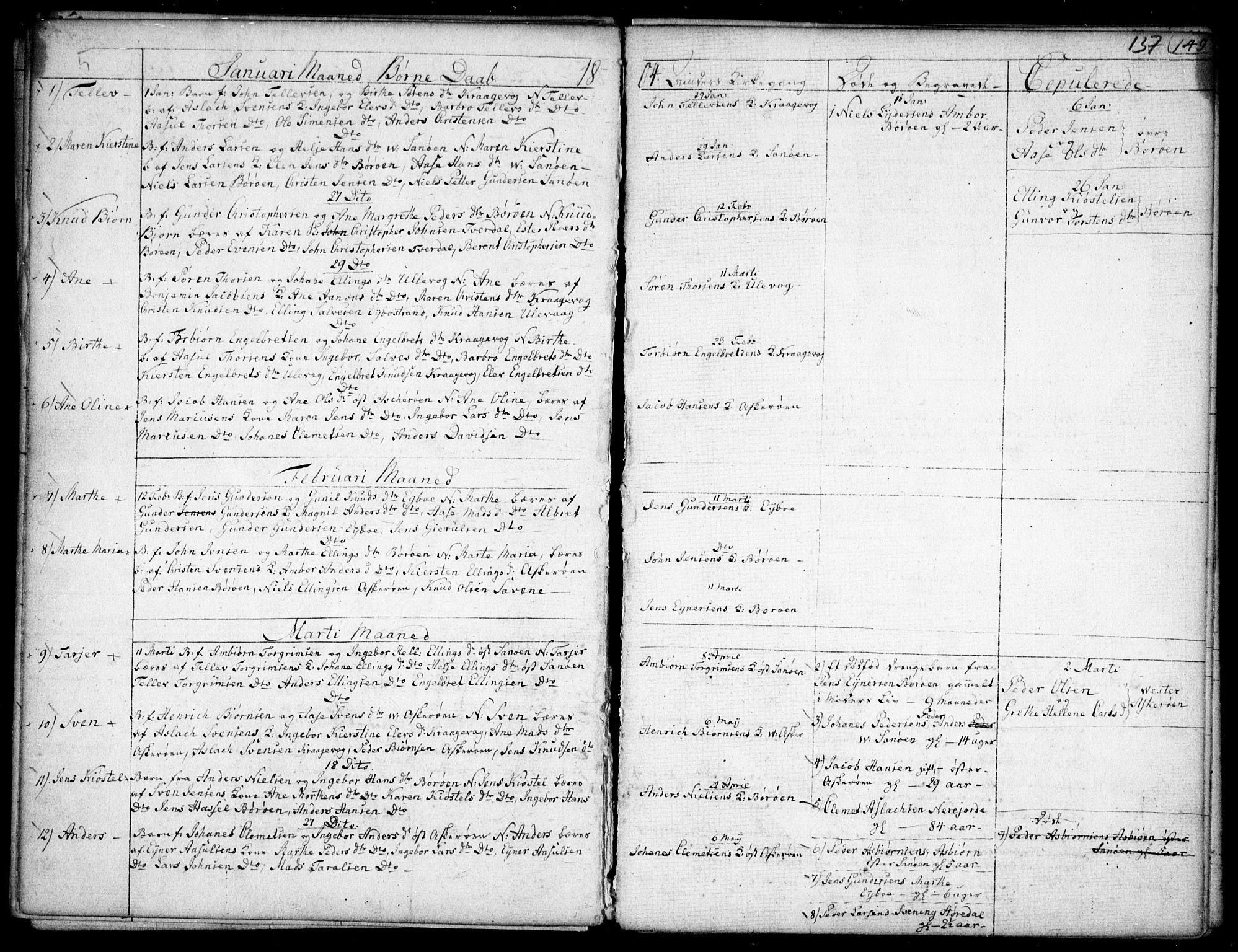 Dypvåg sokneprestkontor, SAK/1111-0007/F/Fb/Fba/L0007: Parish register (copy) no. B 7, 1762-1810, p. 137