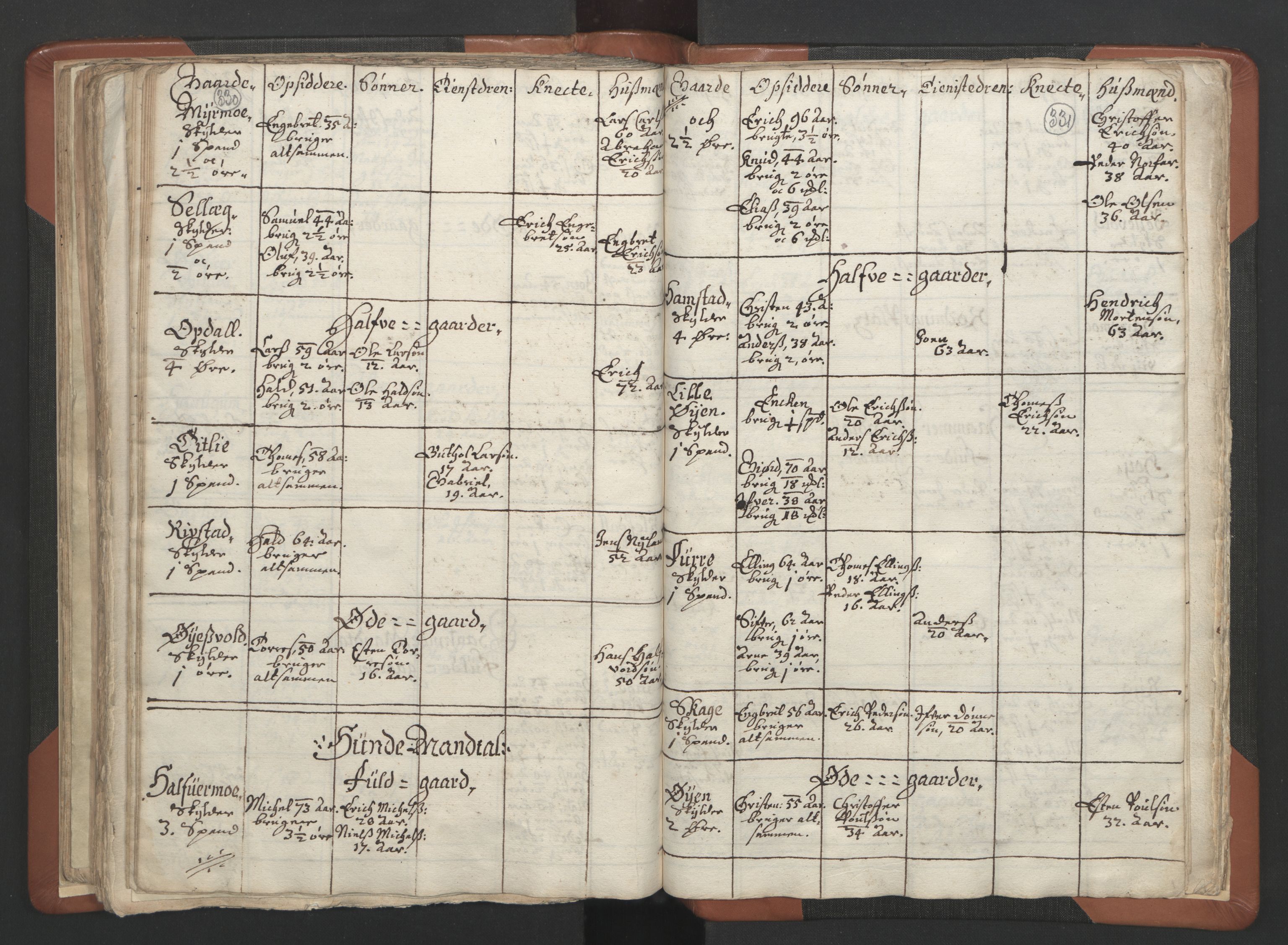 RA, Vicar's Census 1664-1666, no. 34: Namdal deanery, 1664-1666, p. 330-331