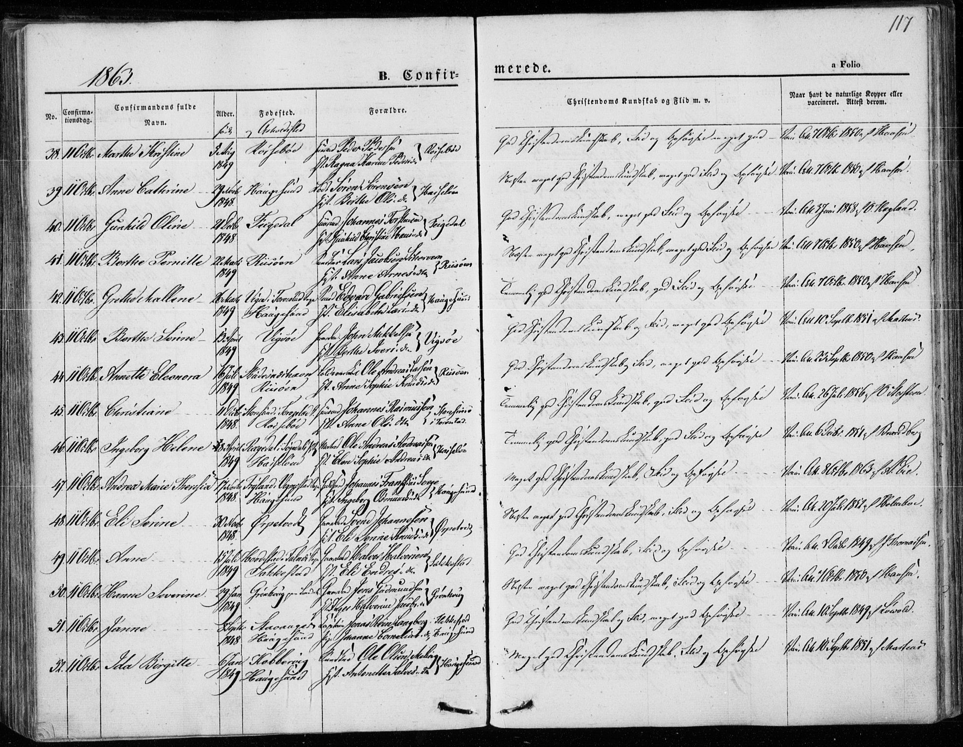 Torvastad sokneprestkontor, AV/SAST-A -101857/H/Ha/Haa/L0011: Parish register (official) no. A 11, 1857-1866, p. 117