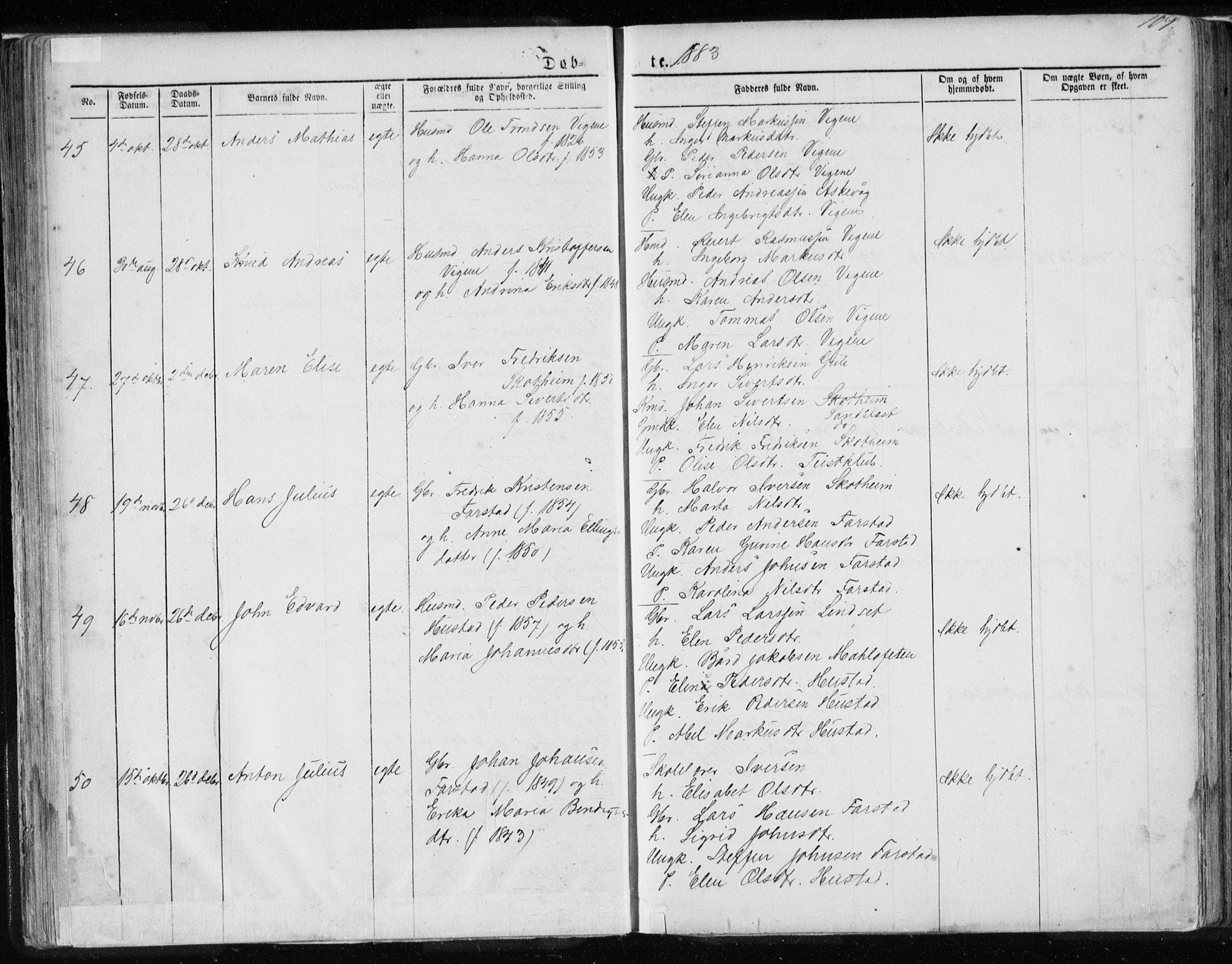 Ministerialprotokoller, klokkerbøker og fødselsregistre - Møre og Romsdal, AV/SAT-A-1454/567/L0782: Parish register (copy) no. 567C02, 1867-1886, p. 109