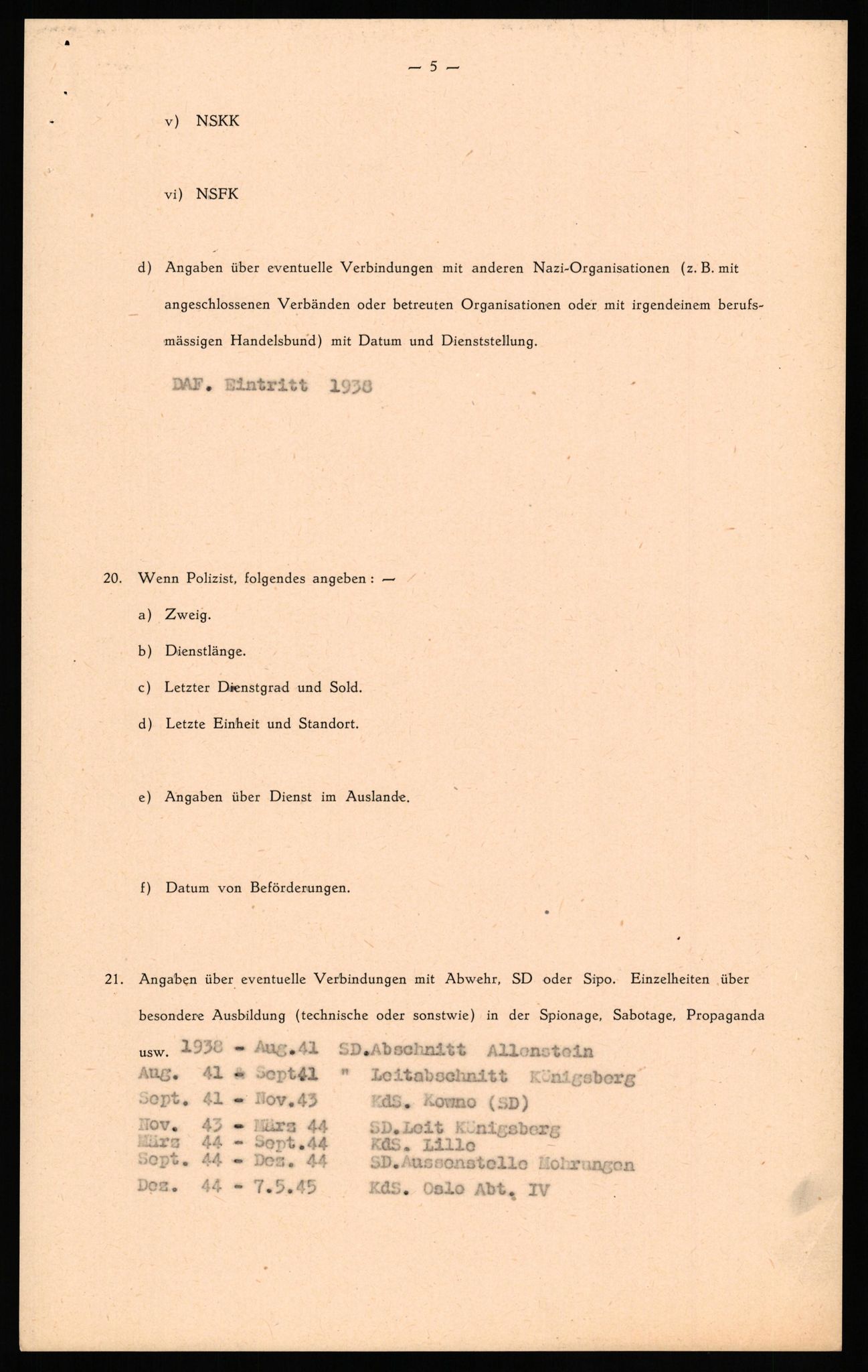 Forsvaret, Forsvarets overkommando II, AV/RA-RAFA-3915/D/Db/L0036: CI Questionaires. Tyske okkupasjonsstyrker i Norge. Tyskere., 1945-1946, p. 157