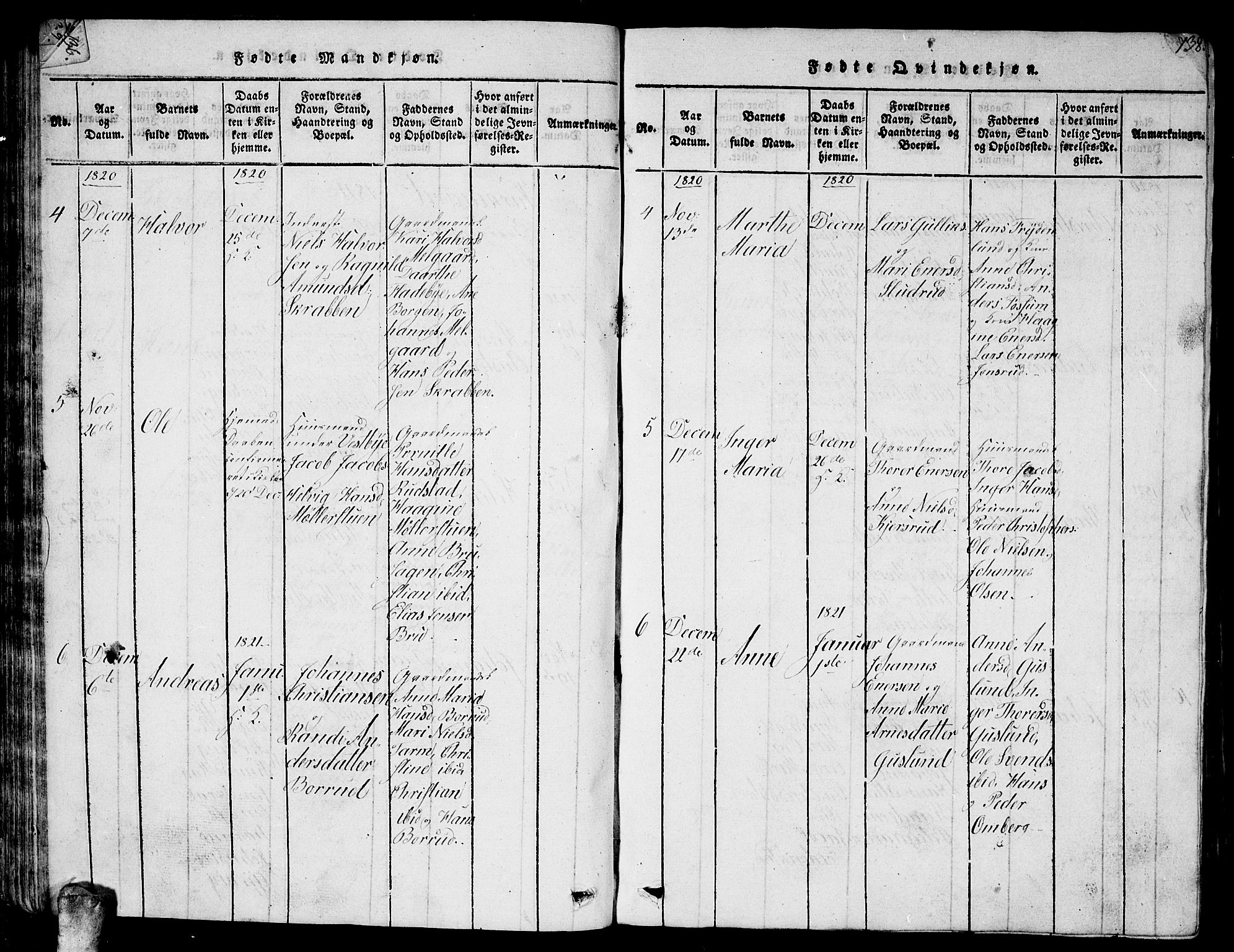 Enebakk prestekontor Kirkebøker, AV/SAO-A-10171c/G/Ga/L0001: Parish register (copy) no. I 1, 1815-1833, p. 137-138