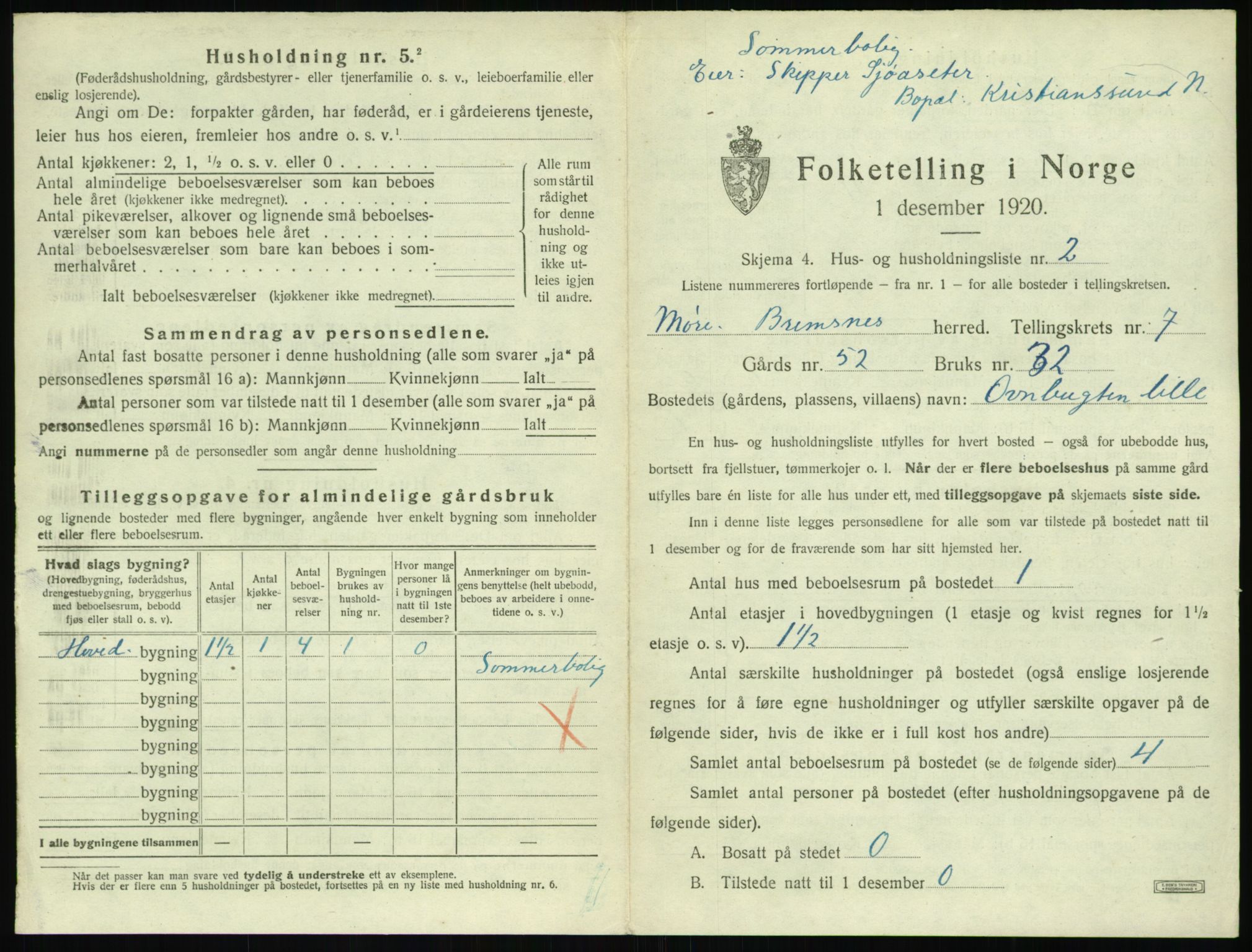 SAT, 1920 census for Bremsnes, 1920, p. 719