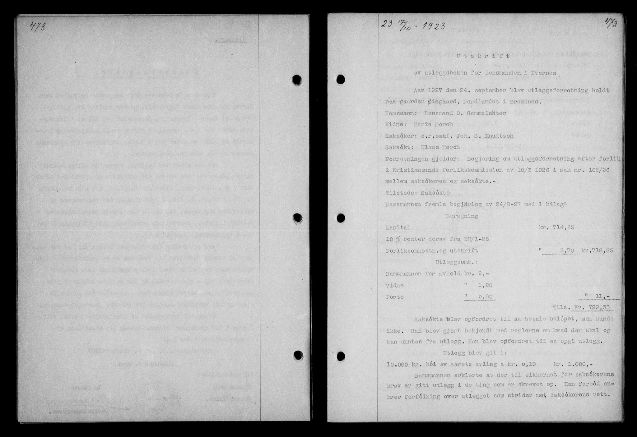 Nordmøre sorenskriveri, AV/SAT-A-4132/1/2/2Ca/L0062: Mortgage book no. 52, 1927-1927, Deed date: 17.10.1927