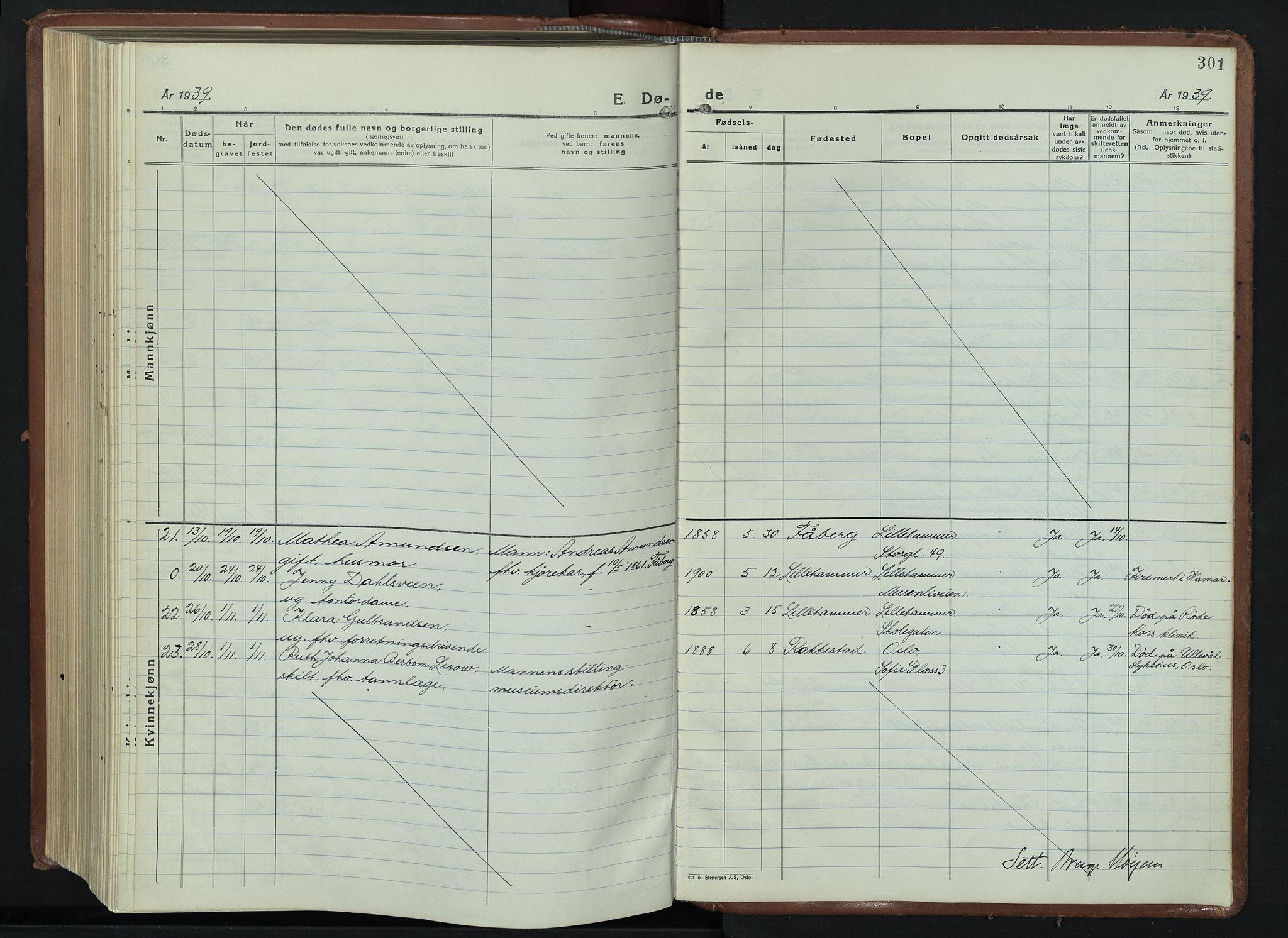 Lillehammer prestekontor, SAH/PREST-088/H/Ha/Hab/L0003: Parish register (copy) no. 3, 1927-1943, p. 301