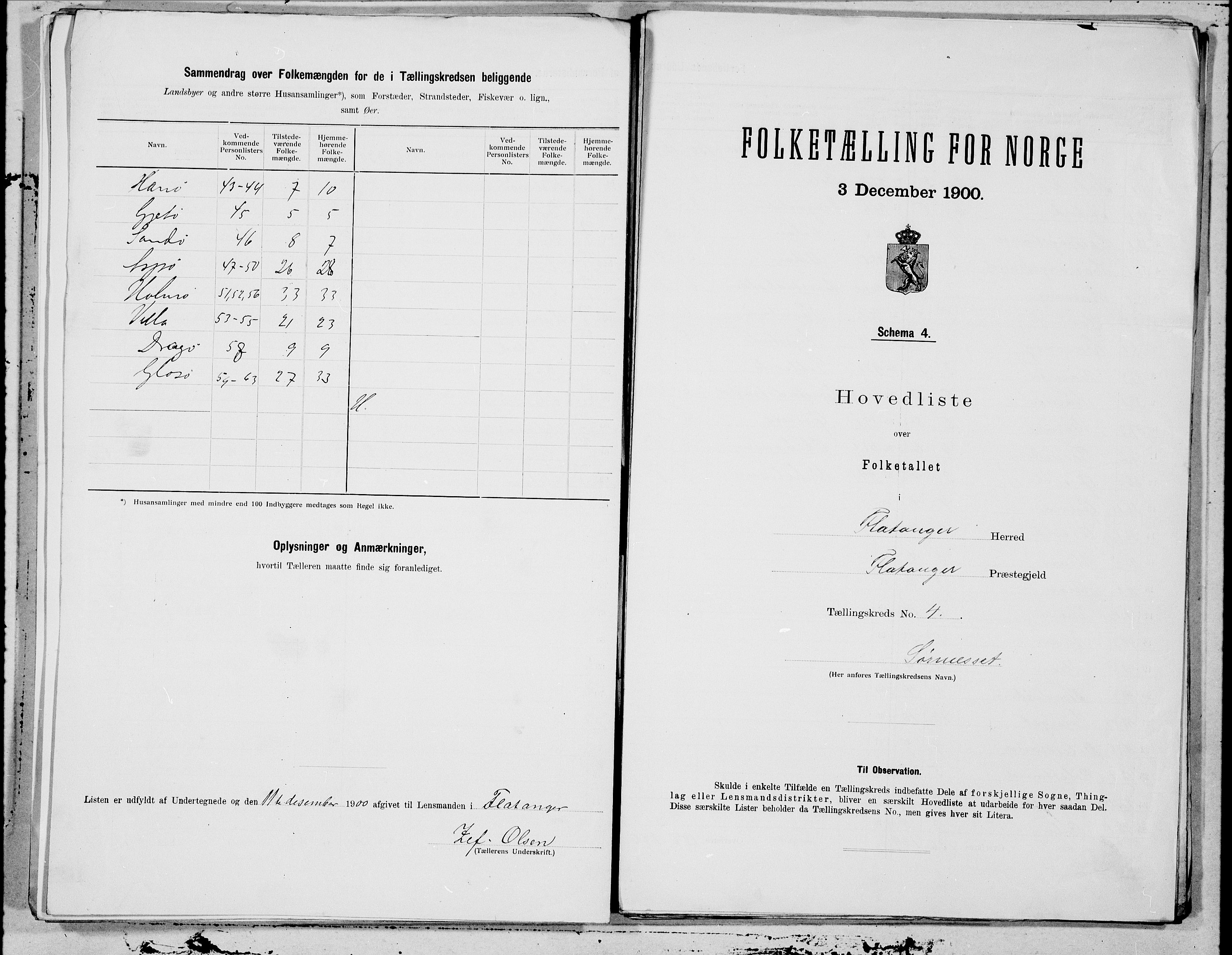 SAT, 1900 census for Flatanger, 1900, p. 8