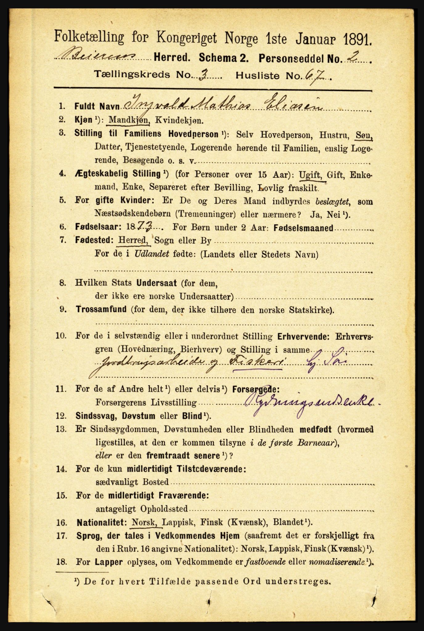 RA, 1891 census for 1839 Beiarn, 1891, p. 1433