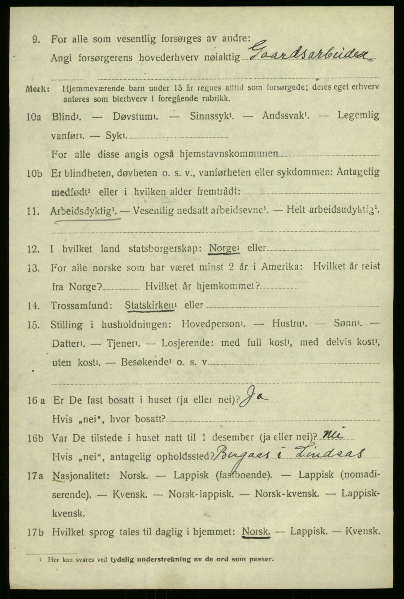 SAB, 1920 census for Hamre, 1920, p. 1266