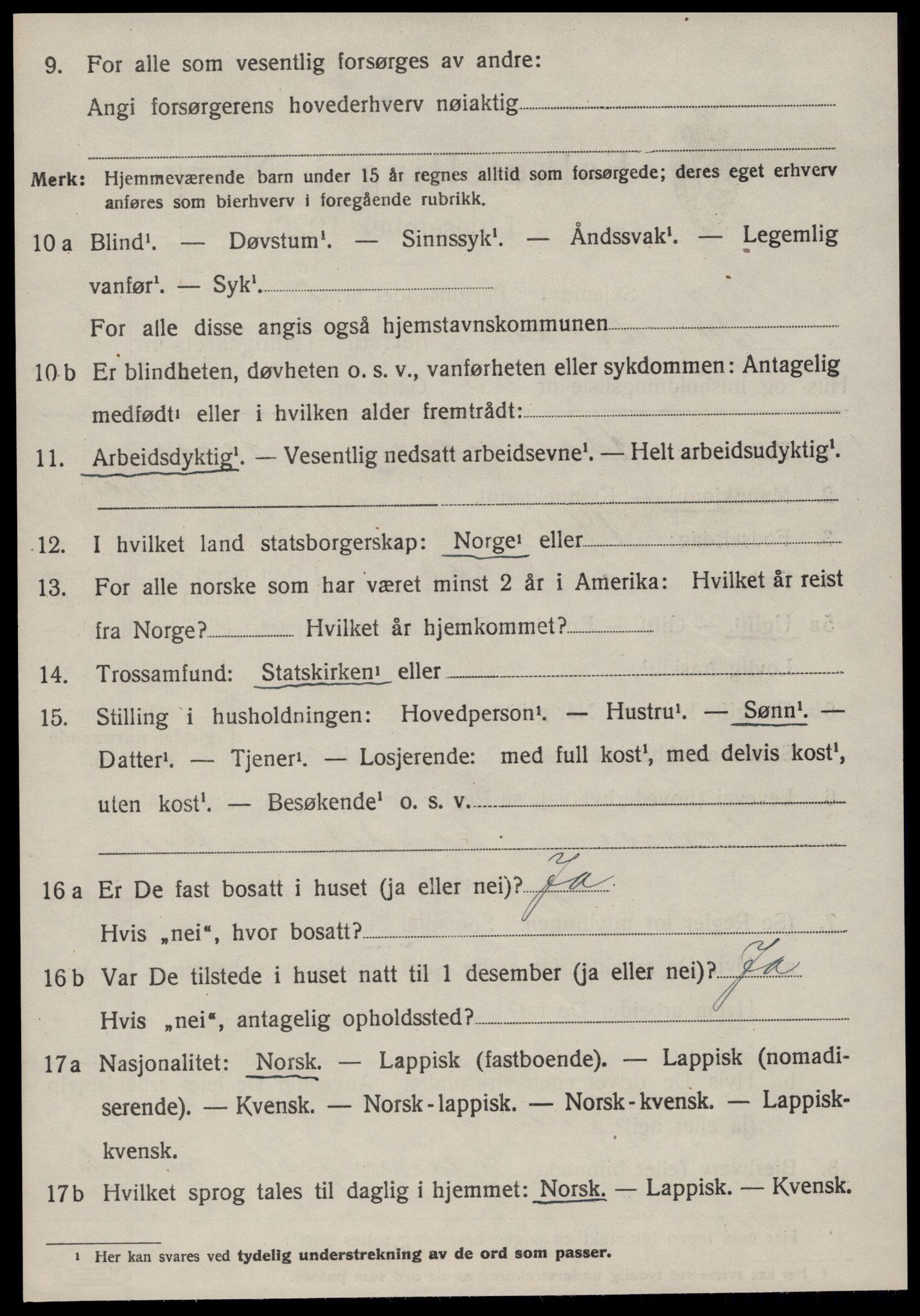 SAT, 1920 census for Sandstad, 1920, p. 1614