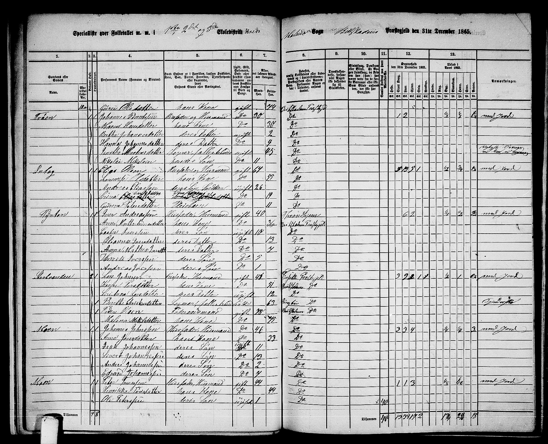 RA, 1865 census for Beitstad, 1865, p. 22