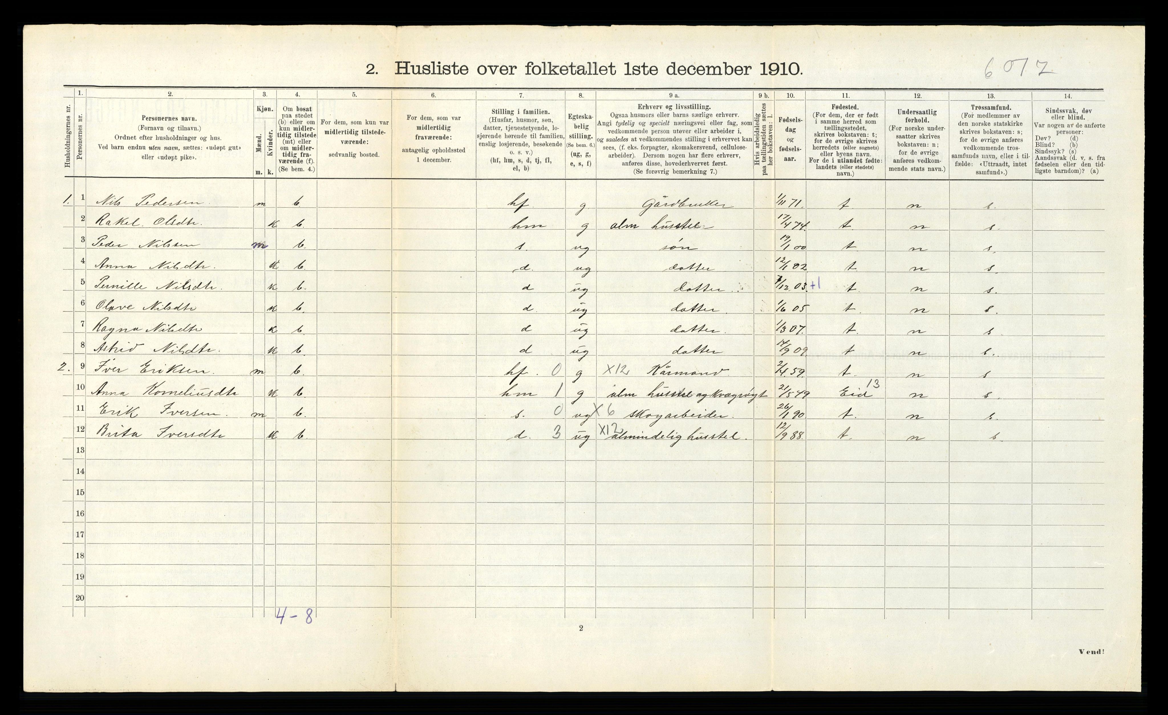 RA, 1910 census for Hornindal, 1910, p. 43