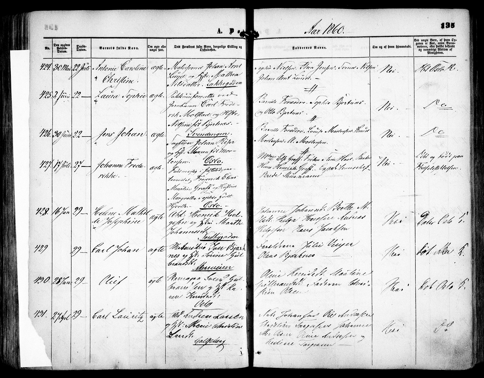 Grønland prestekontor Kirkebøker, SAO/A-10848/F/Fa/L0001: Parish register (official) no. 1, 1859-1861, p. 135