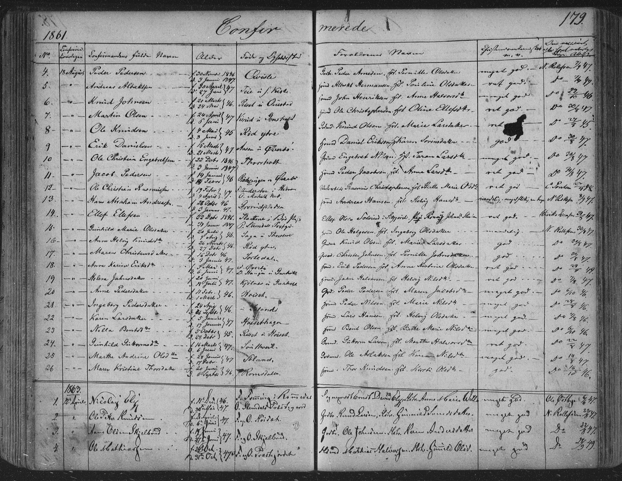 Siljan kirkebøker, SAKO/A-300/F/Fa/L0001: Parish register (official) no. 1, 1831-1870, p. 179