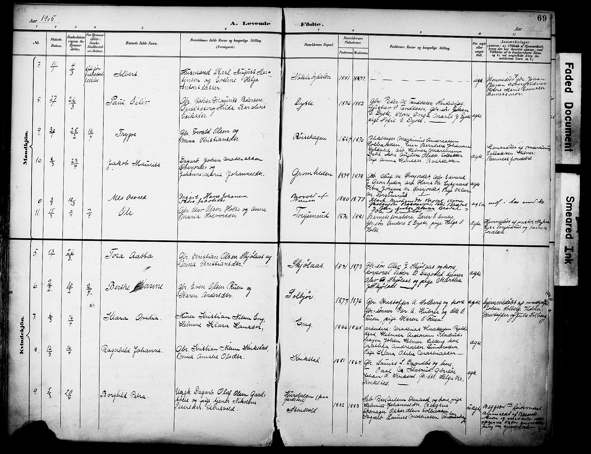 Vestre Toten prestekontor, AV/SAH-PREST-108/H/Ha/Haa/L0013: Parish register (official) no. 13, 1895-1911, p. 69