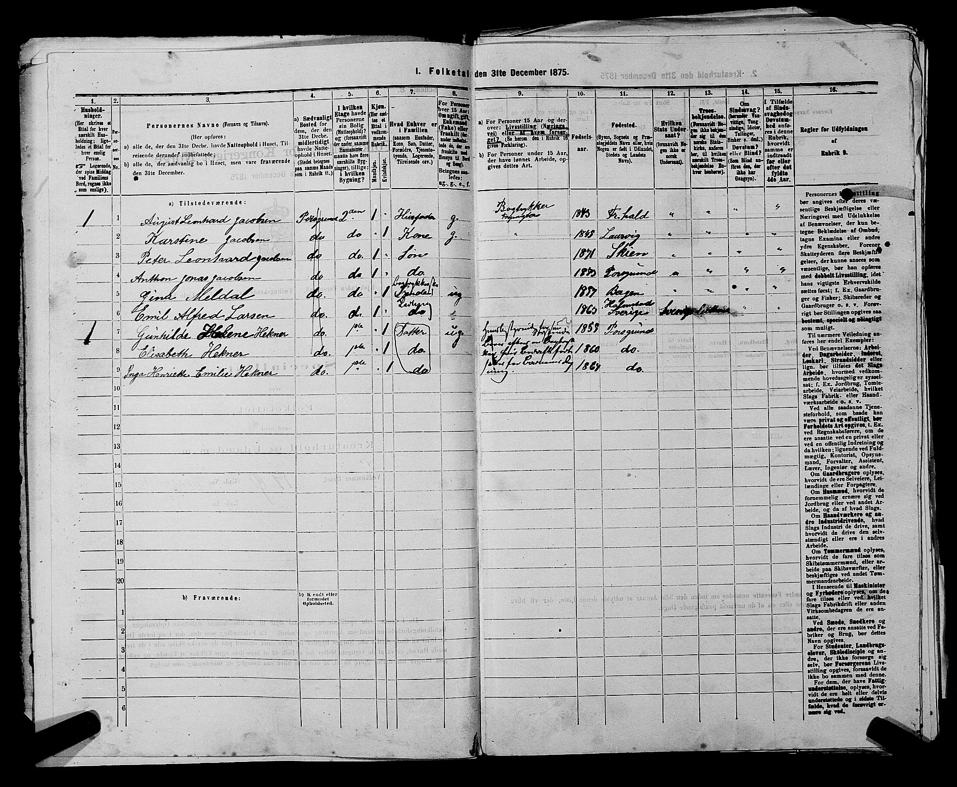 SAKO, 1875 census for 0805P Porsgrunn, 1875, p. 331