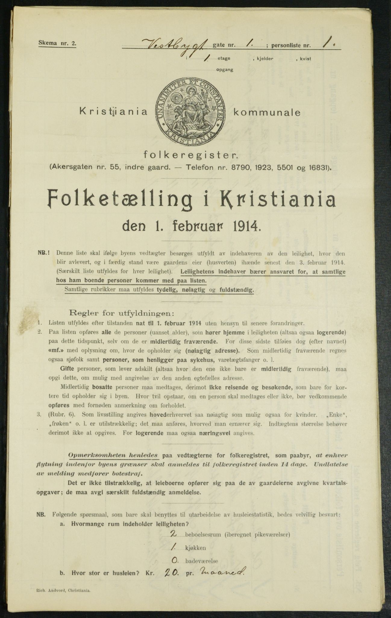 OBA, Municipal Census 1914 for Kristiania, 1914, p. 123344