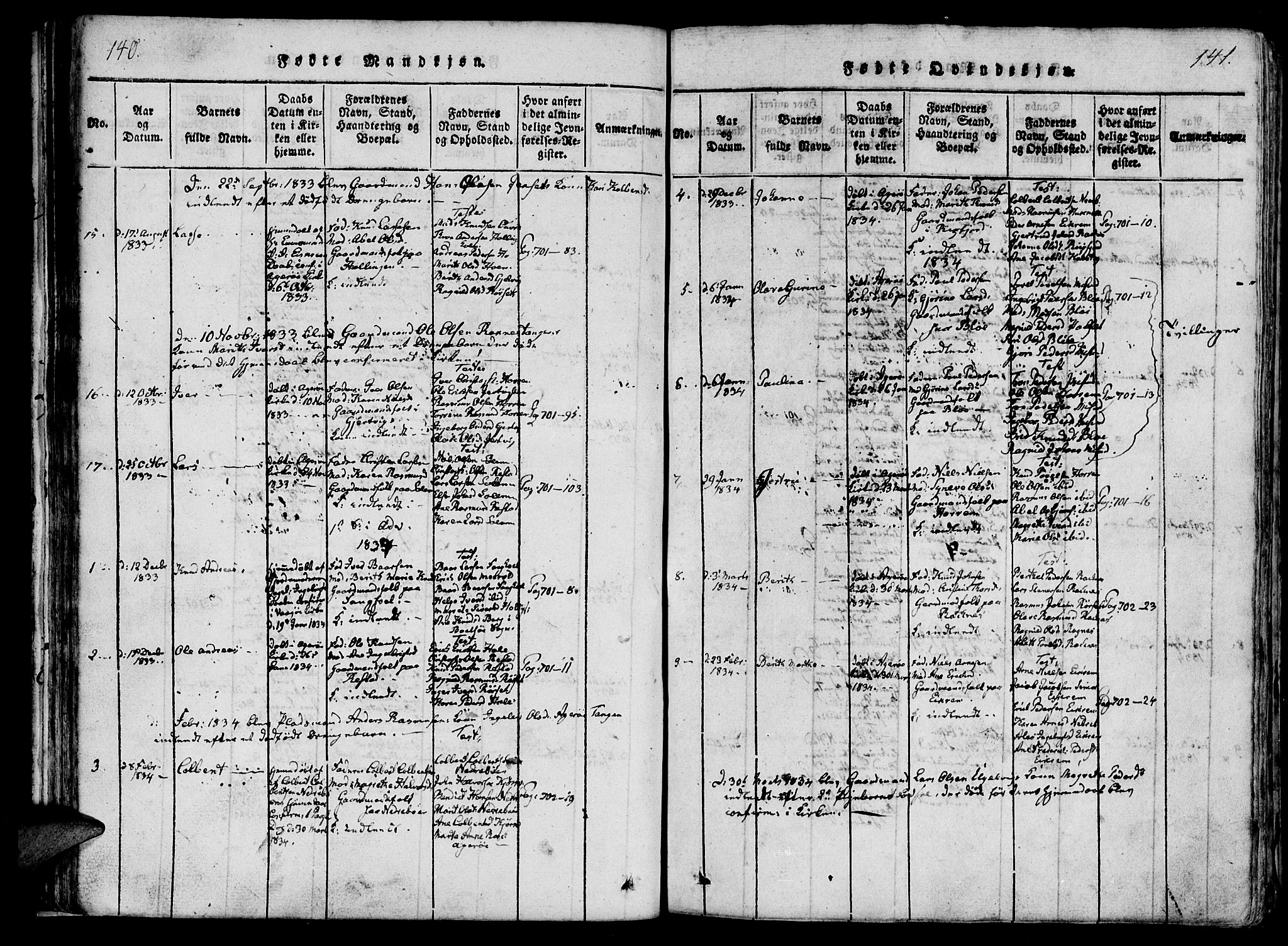 Ministerialprotokoller, klokkerbøker og fødselsregistre - Møre og Romsdal, SAT/A-1454/560/L0718: Parish register (official) no. 560A02, 1817-1844, p. 140-141