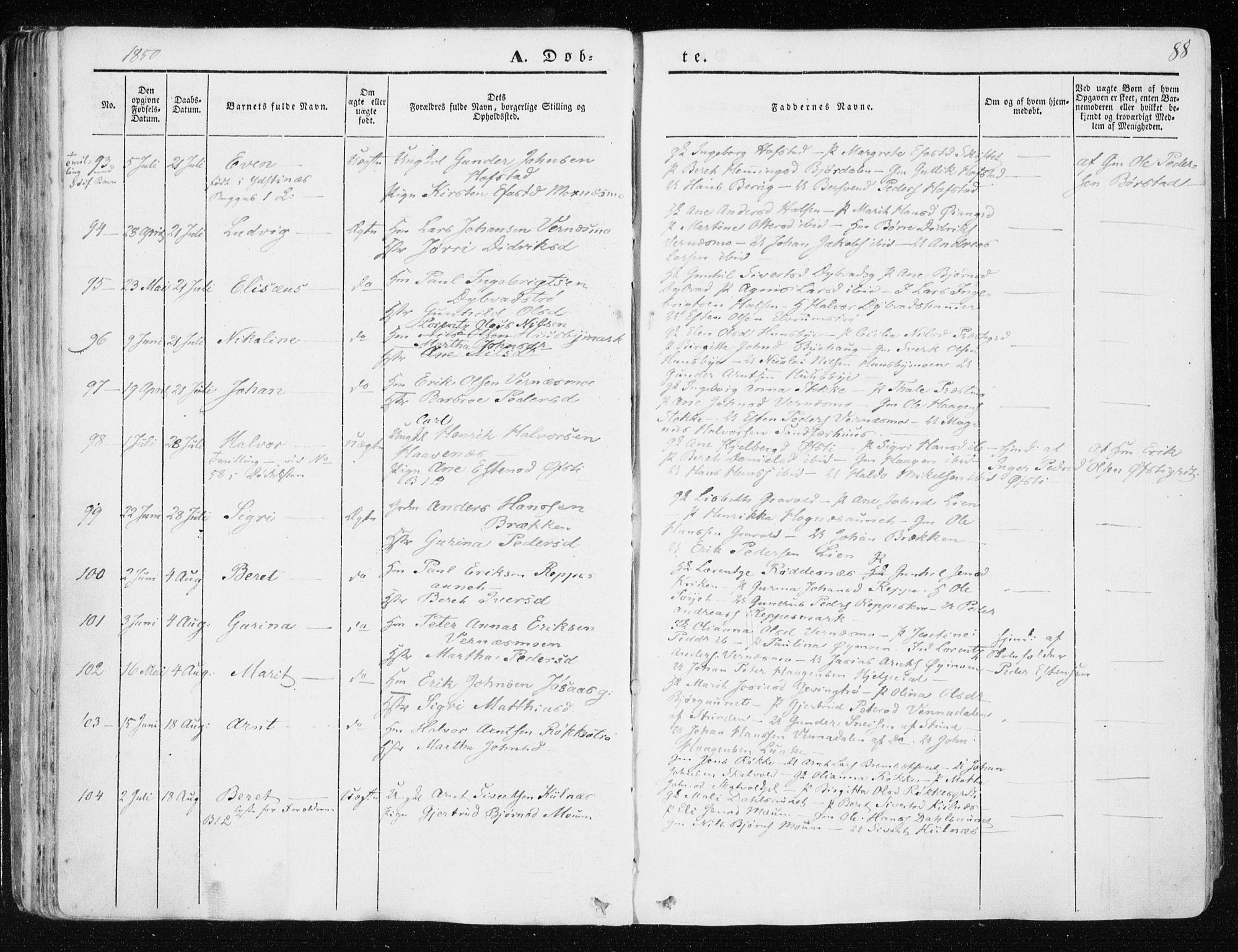 Ministerialprotokoller, klokkerbøker og fødselsregistre - Nord-Trøndelag, AV/SAT-A-1458/709/L0074: Parish register (official) no. 709A14, 1845-1858, p. 88