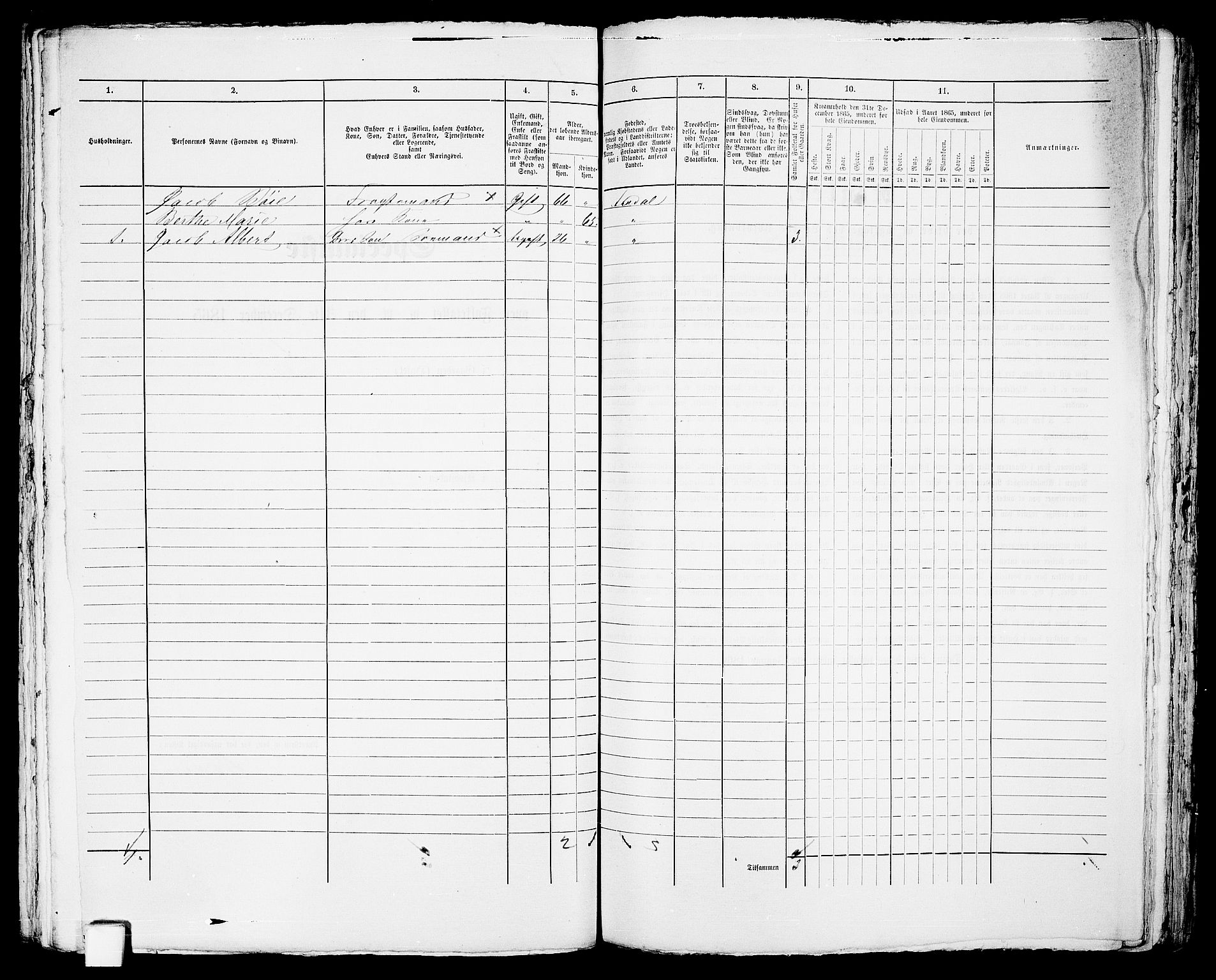 RA, 1865 census for Arendal, 1865, p. 182