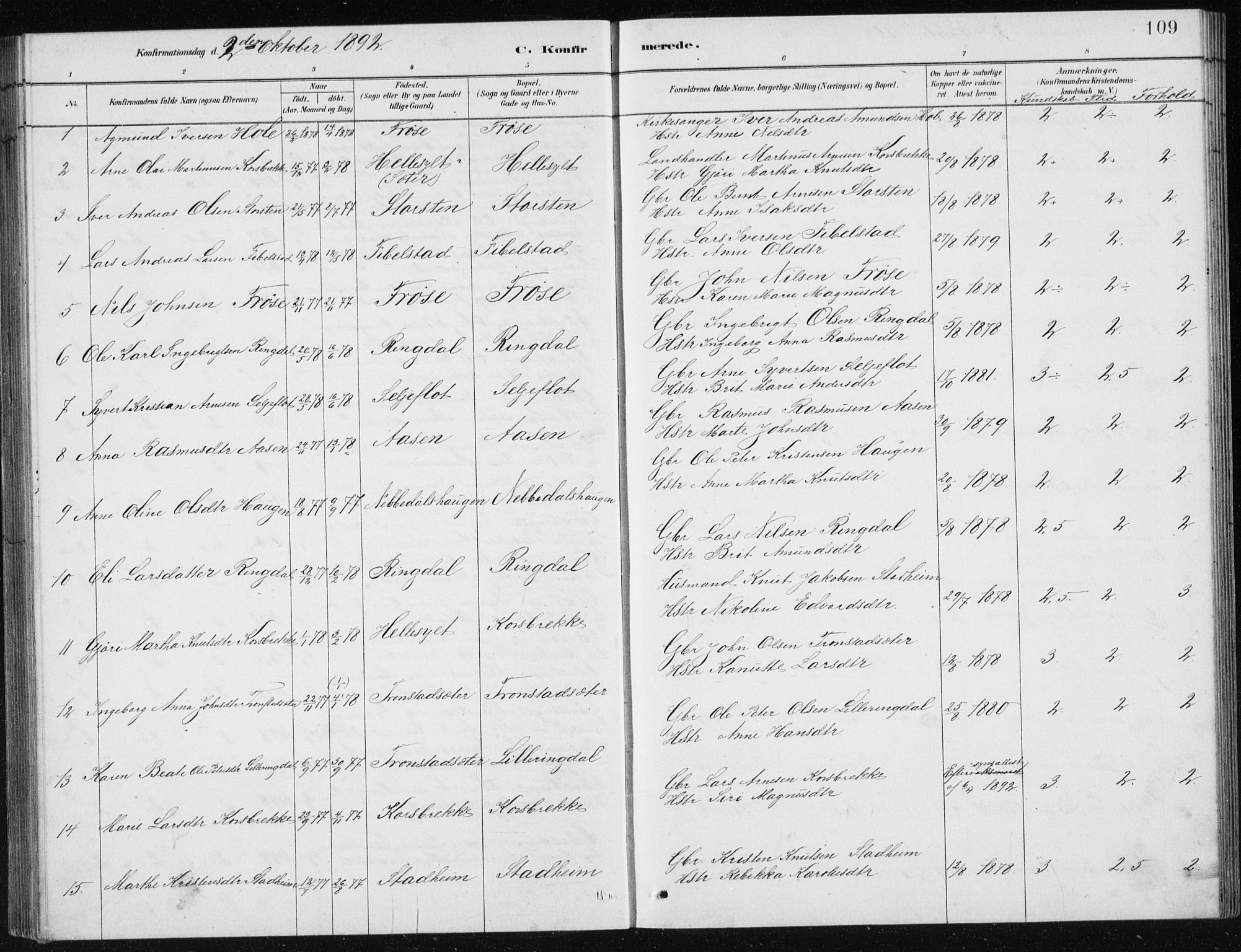 Ministerialprotokoller, klokkerbøker og fødselsregistre - Møre og Romsdal, SAT/A-1454/517/L0230: Parish register (copy) no. 517C03, 1879-1912, p. 109