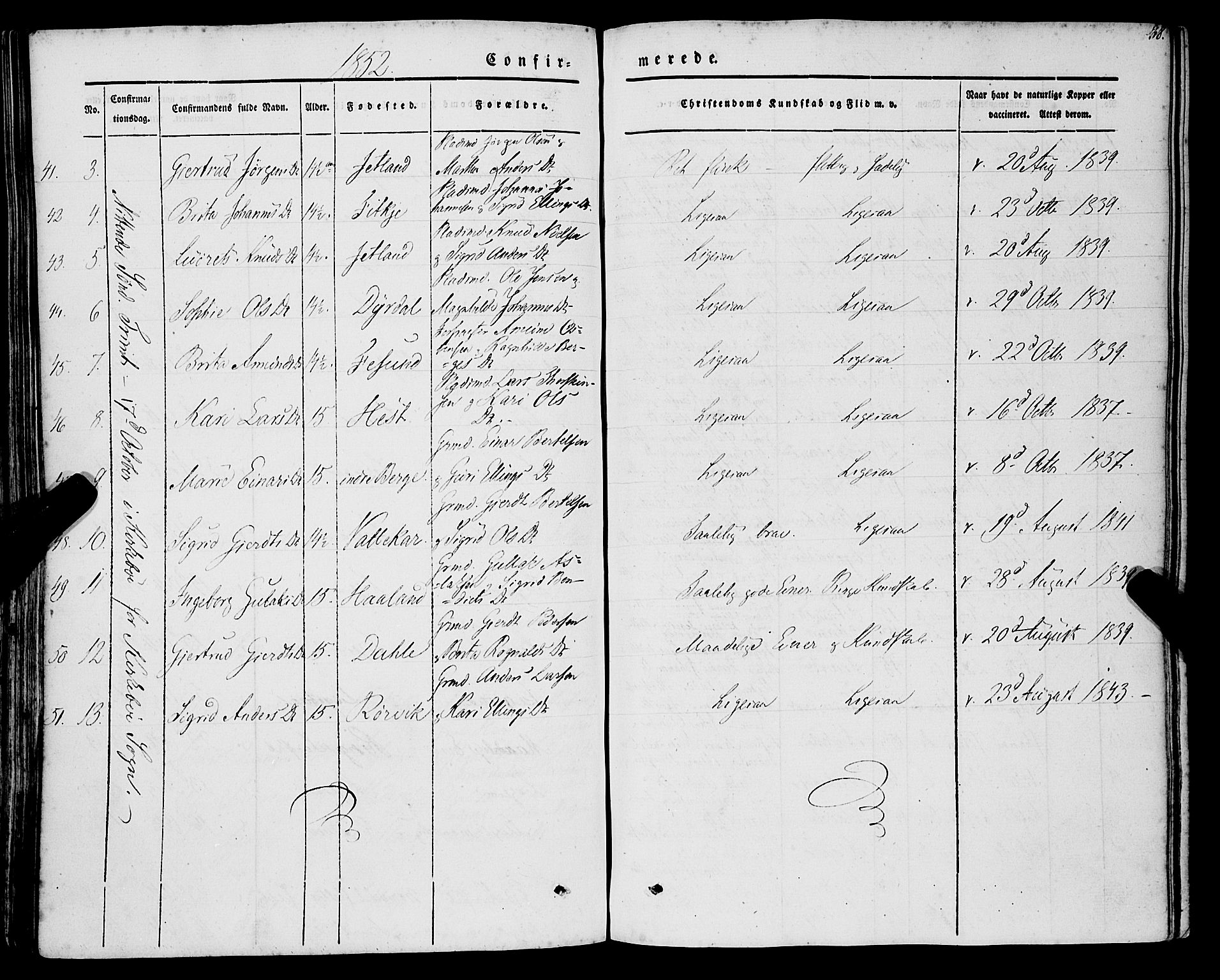 Lavik sokneprestembete, AV/SAB-A-80901: Parish register (official) no. A 3, 1843-1863, p. 38