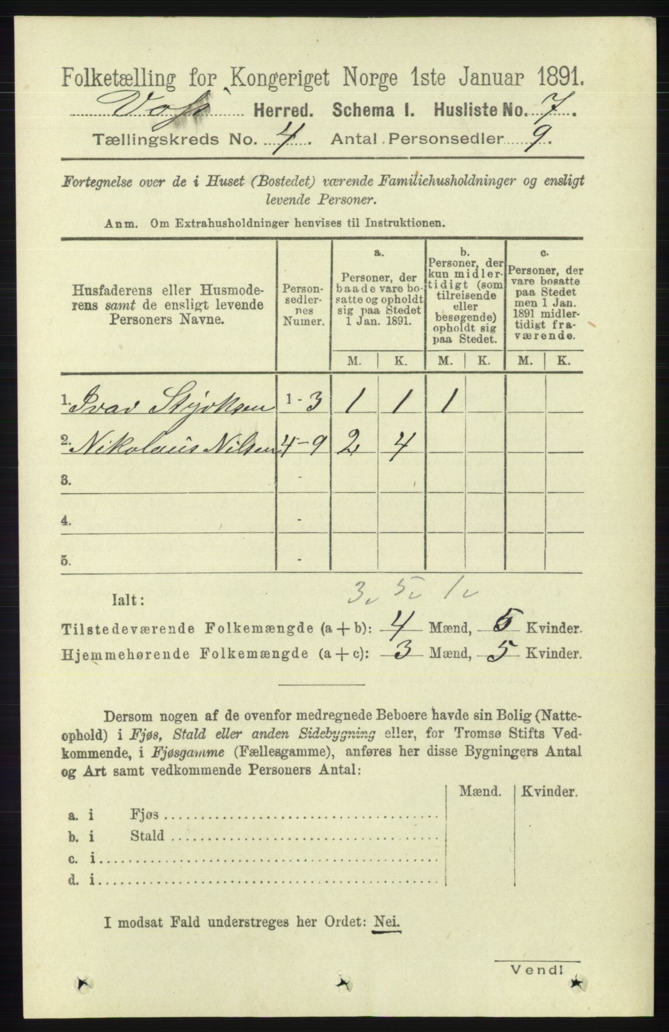 RA, 1891 census for 1235 Voss, 1891, p. 1434