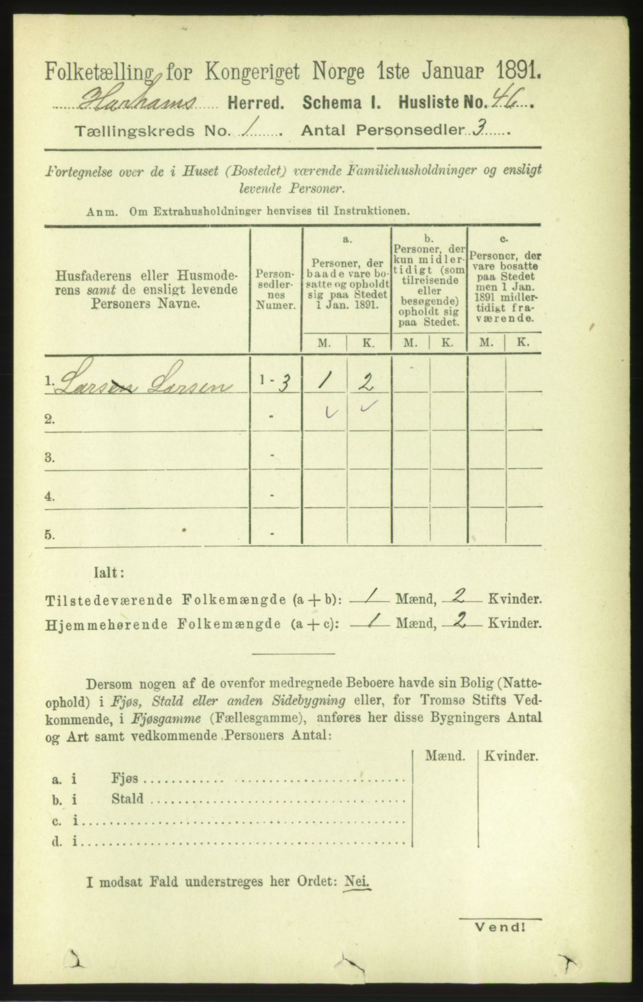 RA, 1891 census for 1534 Haram, 1891, p. 77