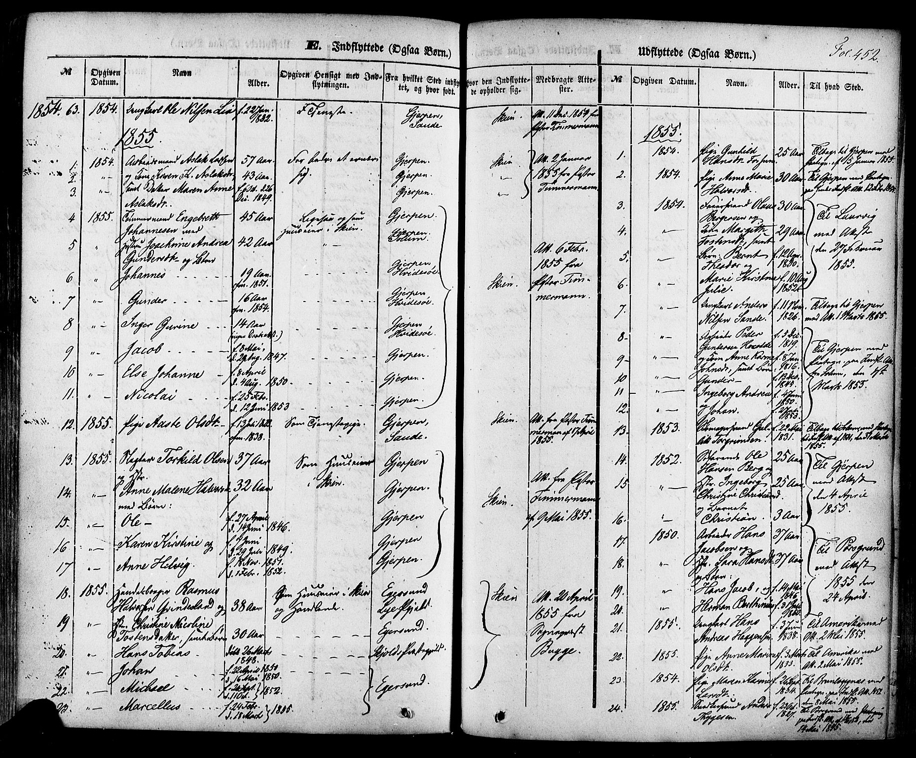 Skien kirkebøker, SAKO/A-302/F/Fa/L0006a: Parish register (official) no. 6A, 1843-1856, p. 452