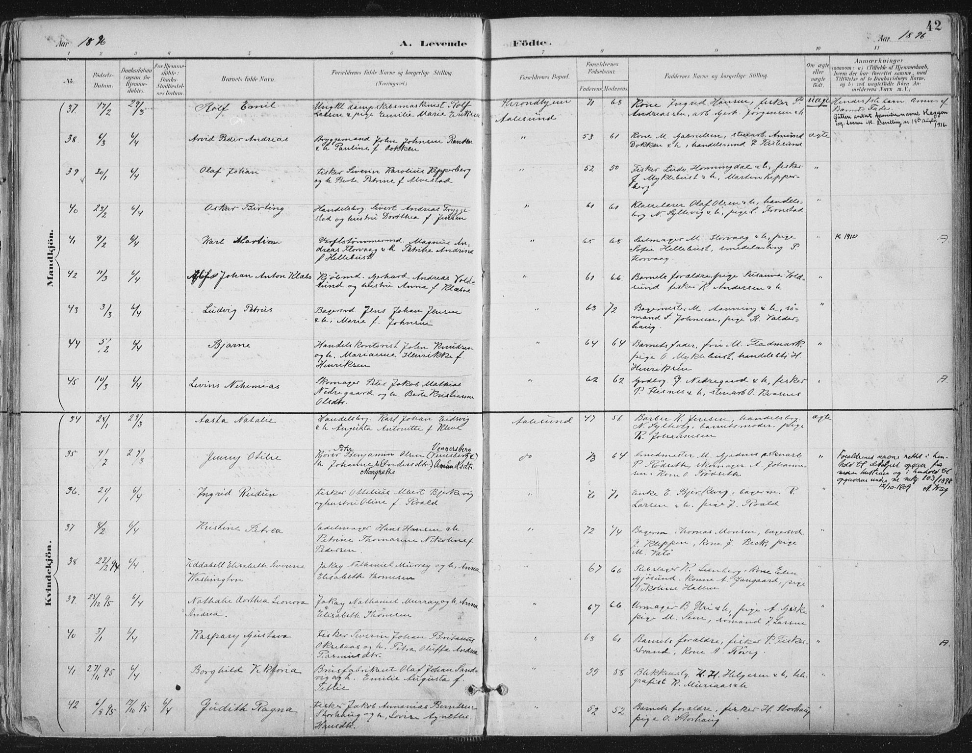 Ministerialprotokoller, klokkerbøker og fødselsregistre - Møre og Romsdal, AV/SAT-A-1454/529/L0456: Parish register (official) no. 529A06, 1894-1906, p. 42