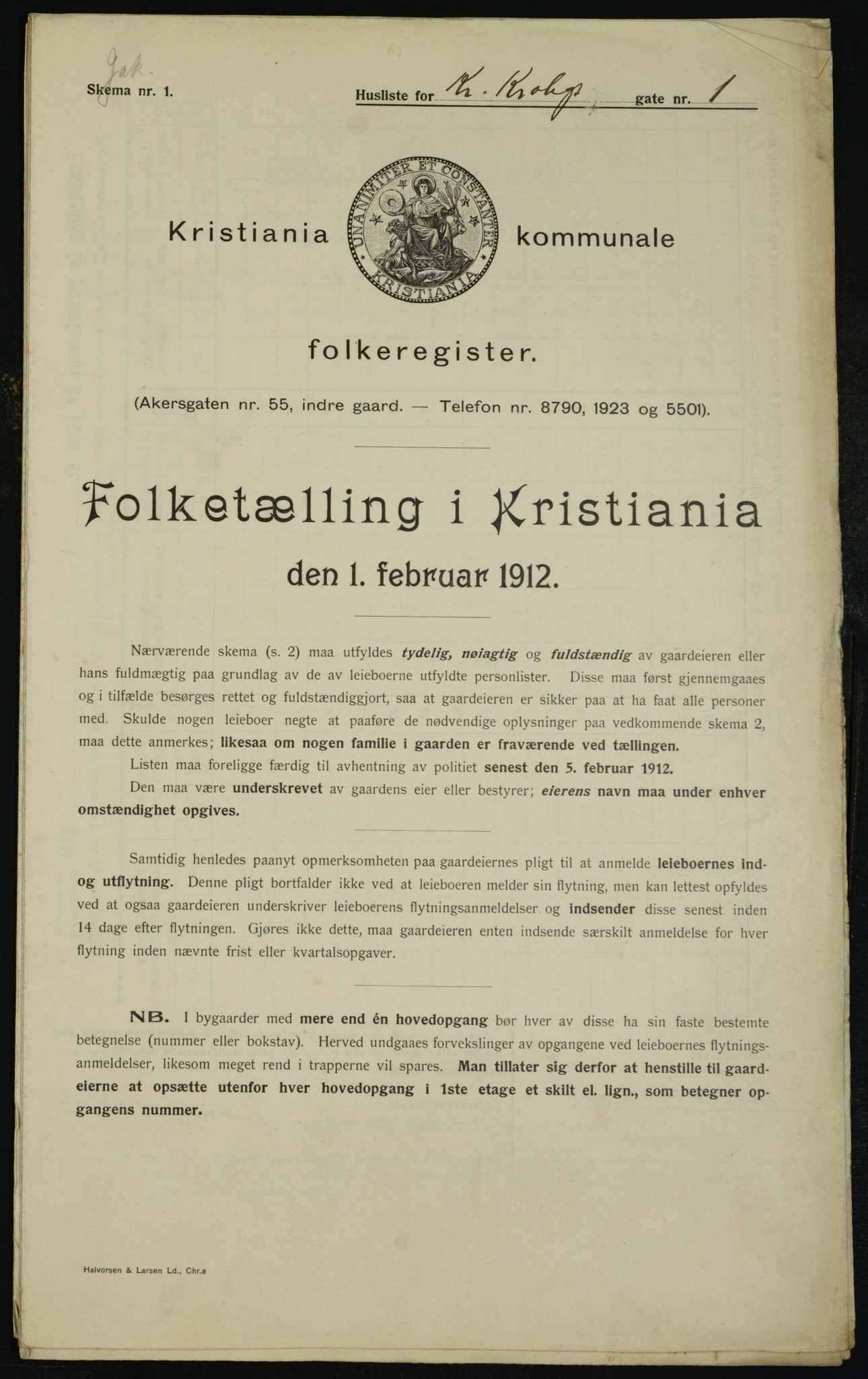 OBA, Municipal Census 1912 for Kristiania, 1912, p. 11645