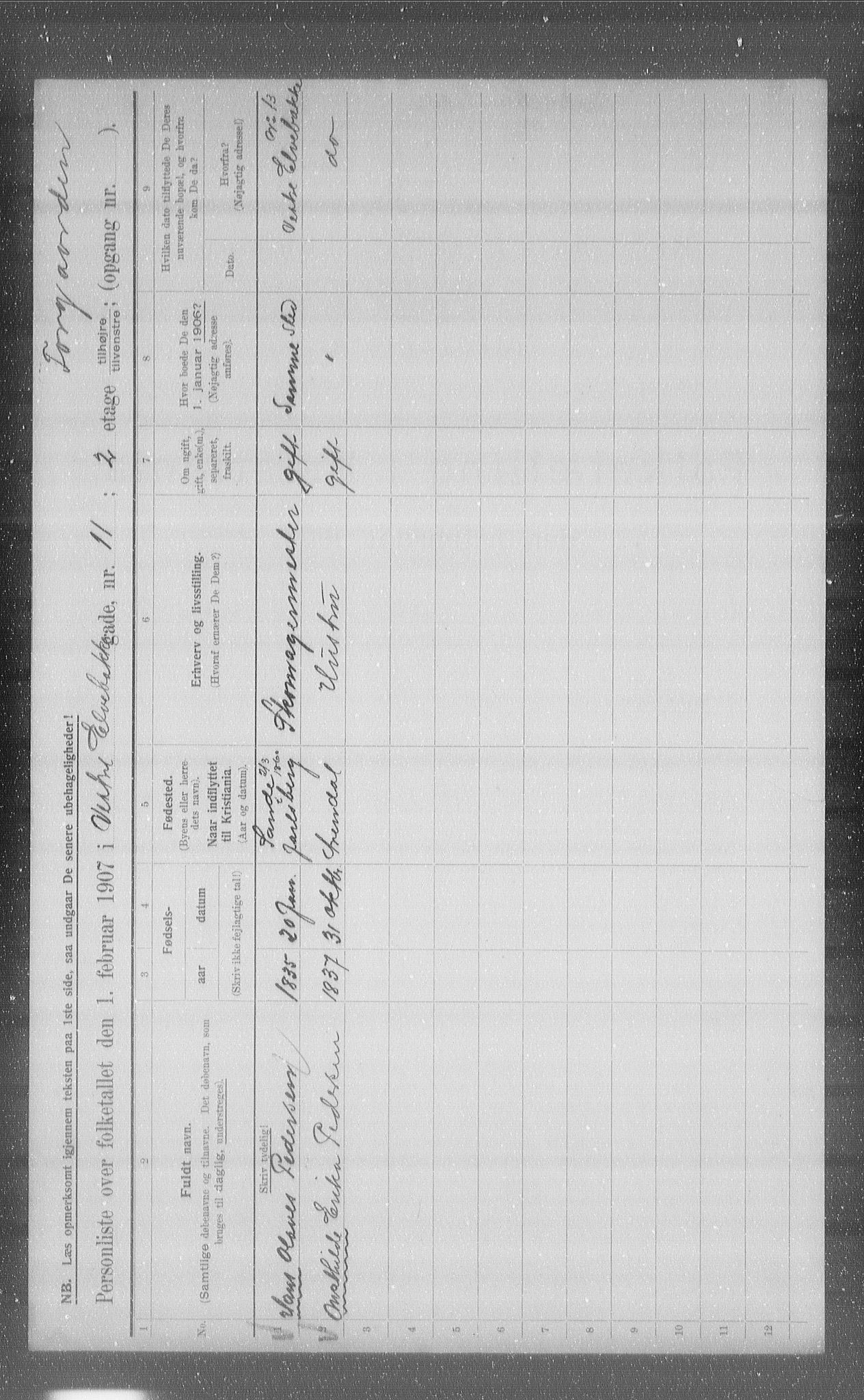 OBA, Municipal Census 1907 for Kristiania, 1907, p. 62308