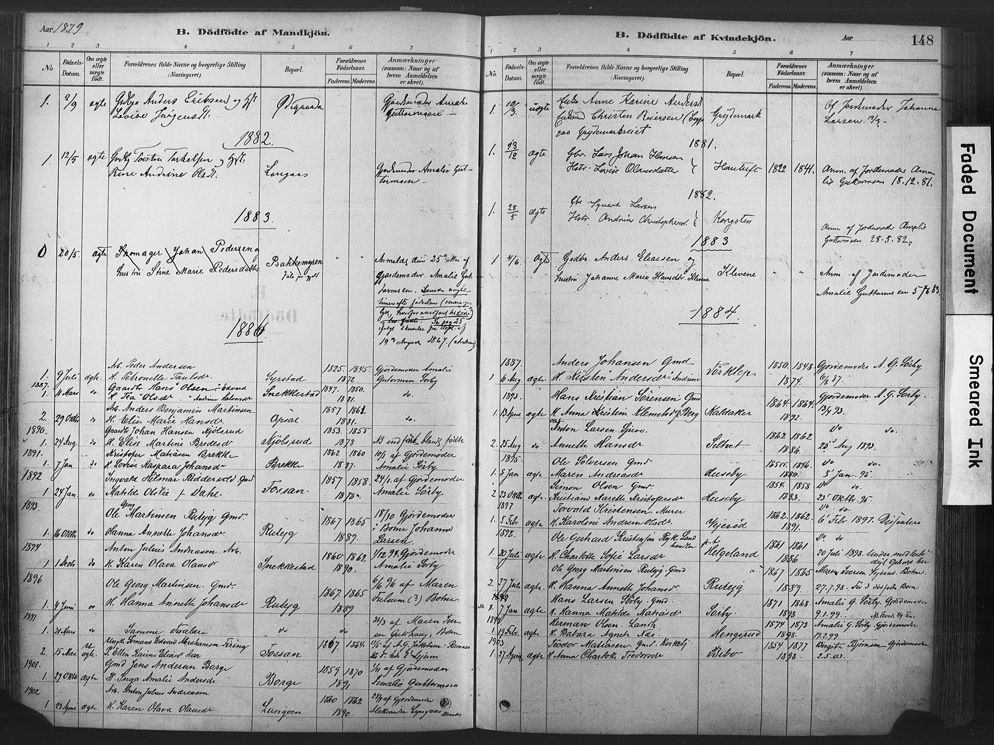 Våle kirkebøker, AV/SAKO-A-334/F/Fa/L0011: Parish register (official) no. I 11, 1878-1906, p. 148