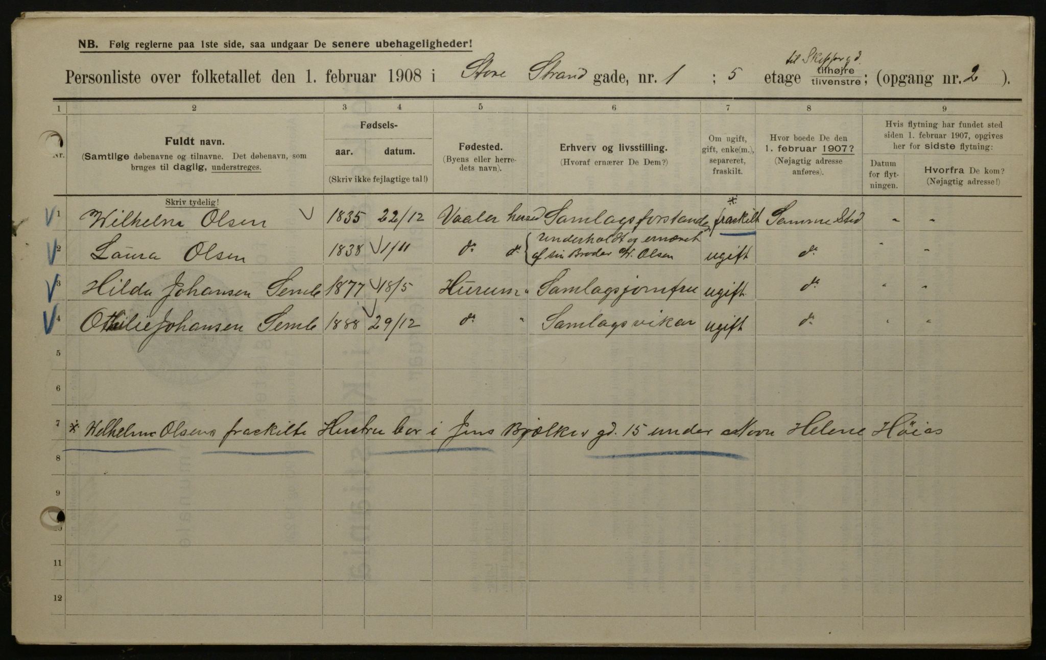 OBA, Municipal Census 1908 for Kristiania, 1908, p. 92395