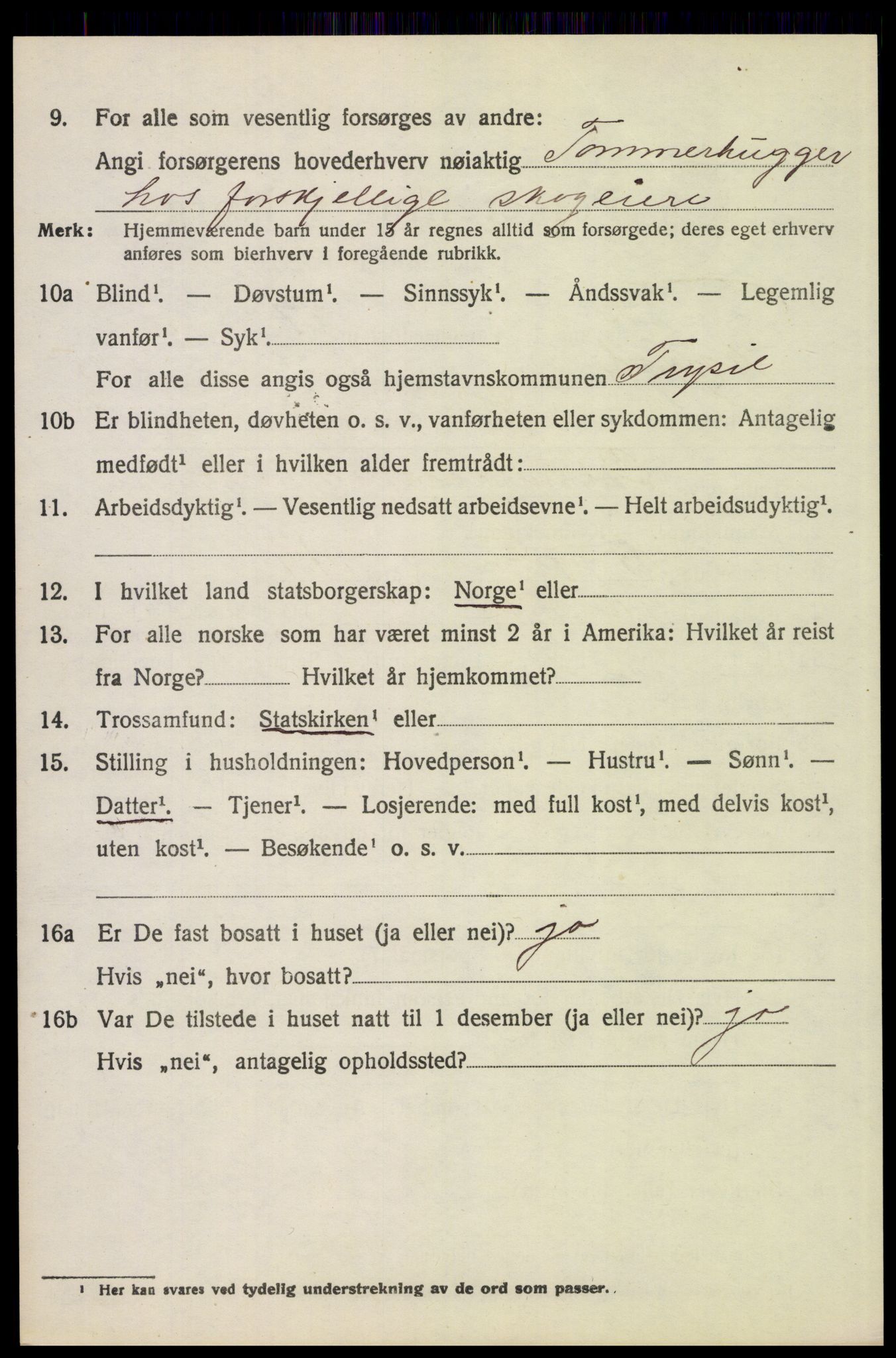 SAH, 1920 census for Trysil, 1920, p. 8810