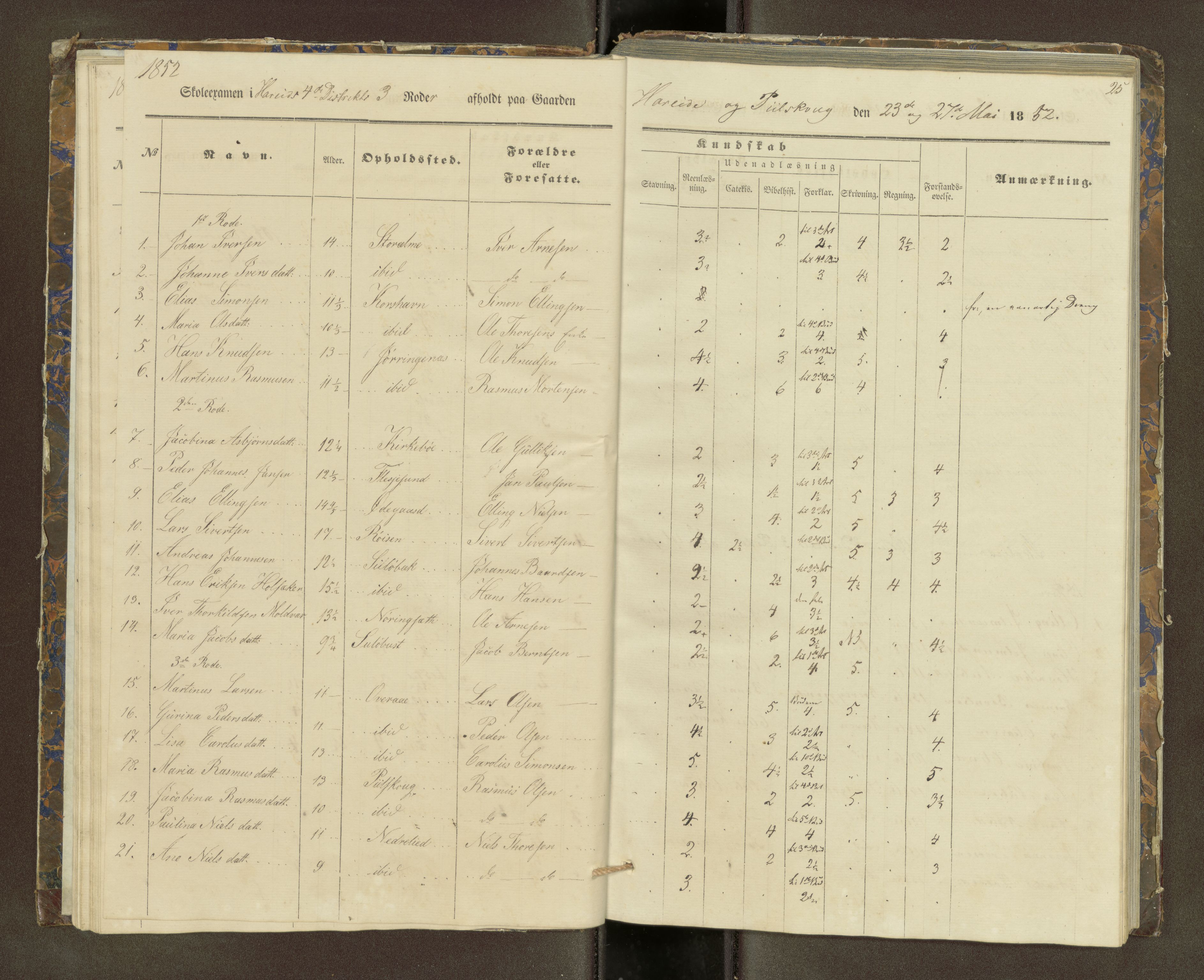 Ulstein sokneprestkontor, AV/SAT-A-1005/1/III/III2/III2f/L0001: Skoleeksamensprotokoll, 1850-1861, p. 25