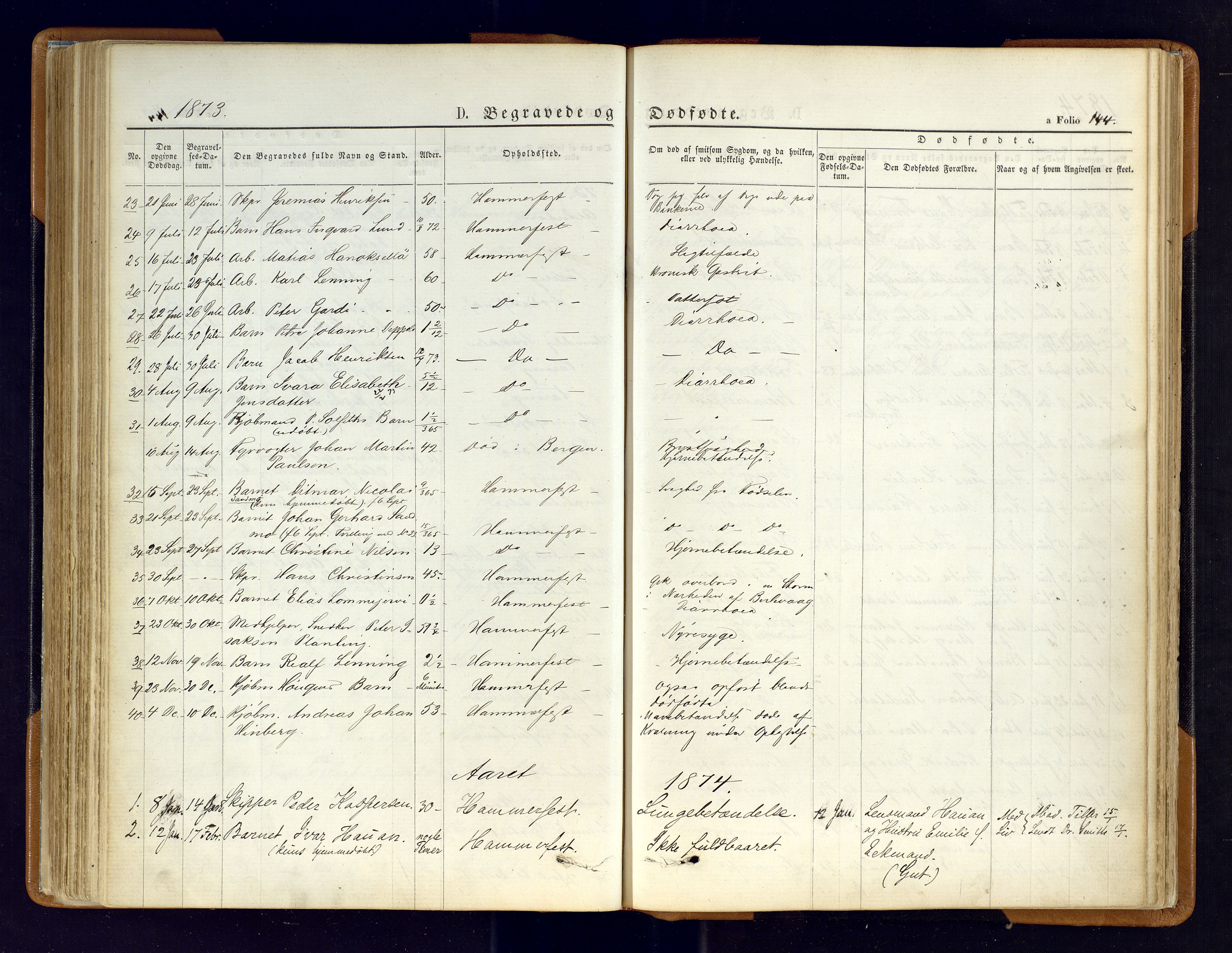 Hammerfest sokneprestkontor, SATØ/S-1347/H/Ha/L0006.kirke: Parish register (official) no. 6, 1869-1877, p. 144