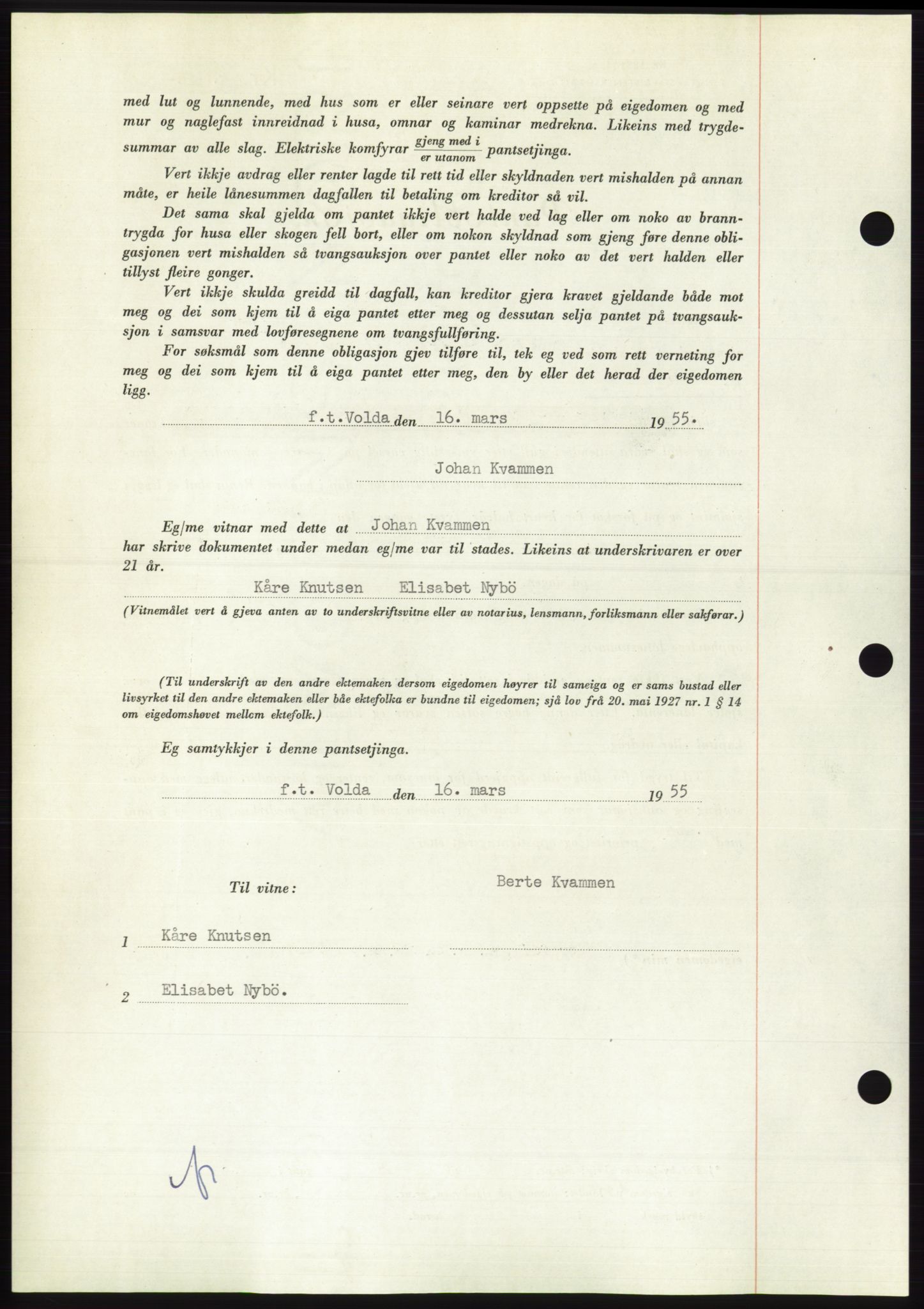 Søre Sunnmøre sorenskriveri, AV/SAT-A-4122/1/2/2C/L0126: Mortgage book no. 14B, 1954-1955, Diary no: : 864/1955