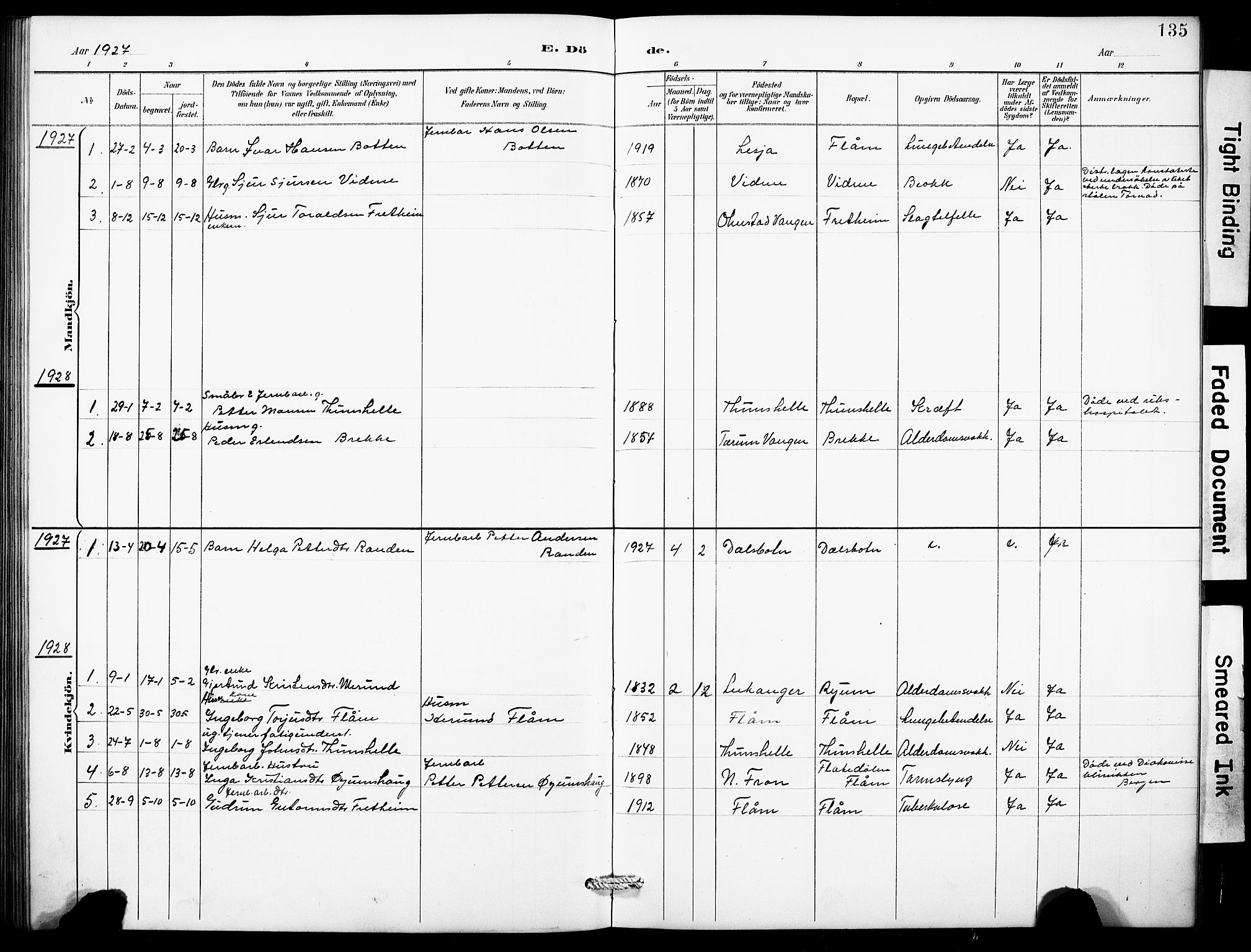 Aurland sokneprestembete, SAB/A-99937/H/Hb/Hbb/L0002: Parish register (copy) no. B 2, 1887-1929, p. 135