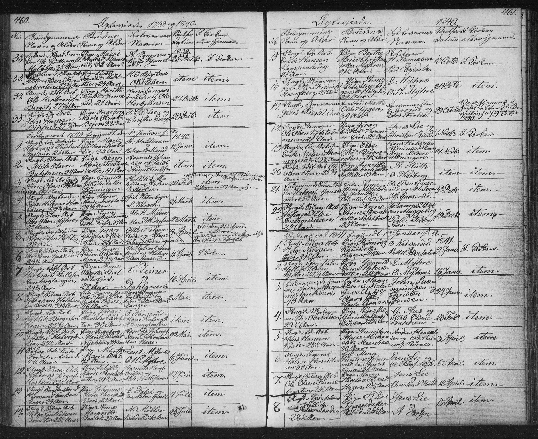 Kongsberg kirkebøker, SAKO/A-22/G/Ga/L0002: Parish register (copy) no. 2, 1839-1858, p. 460-461