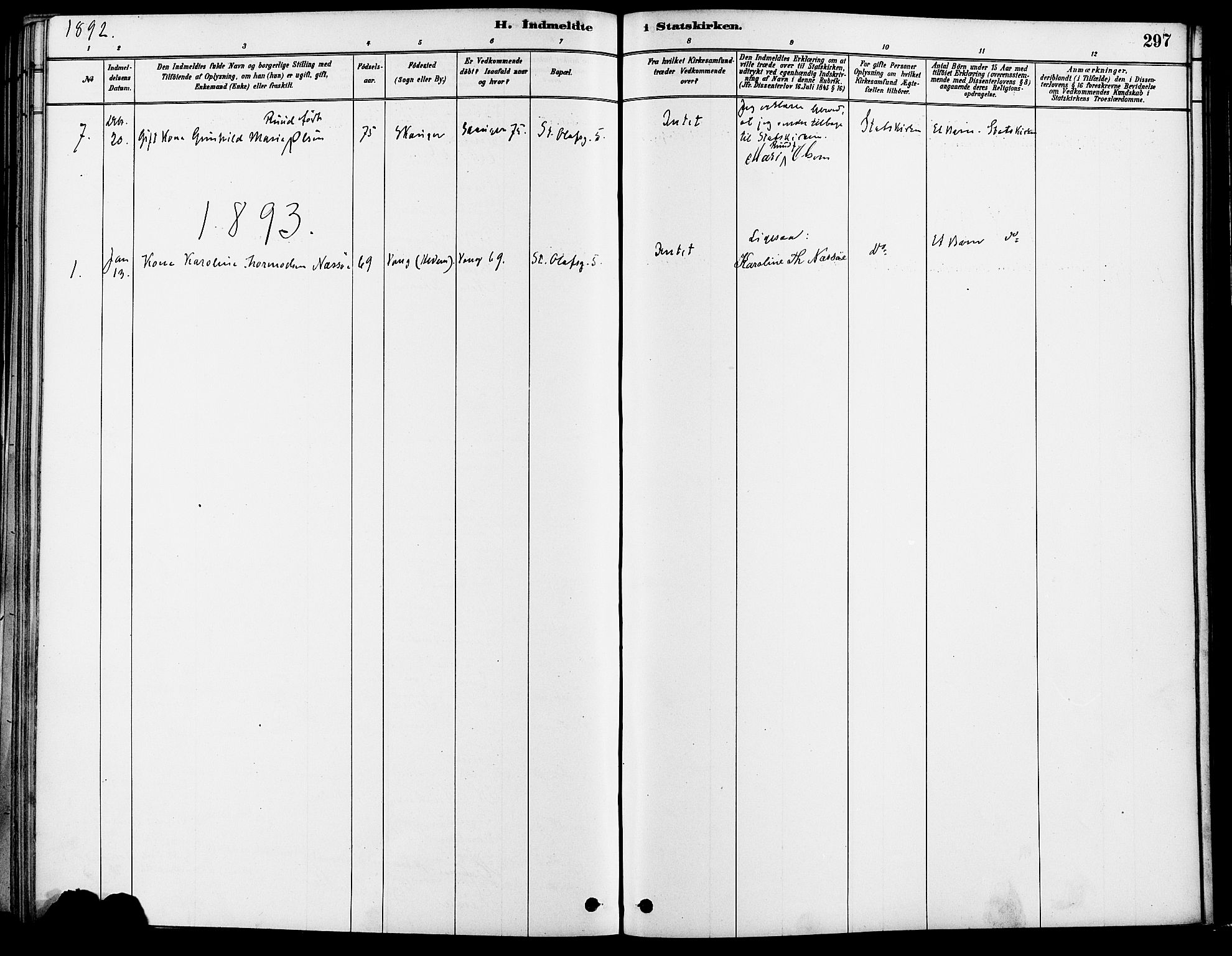 Gamle Aker prestekontor Kirkebøker, SAO/A-10617a/F/L0007: Parish register (official) no. 7, 1882-1890, p. 297