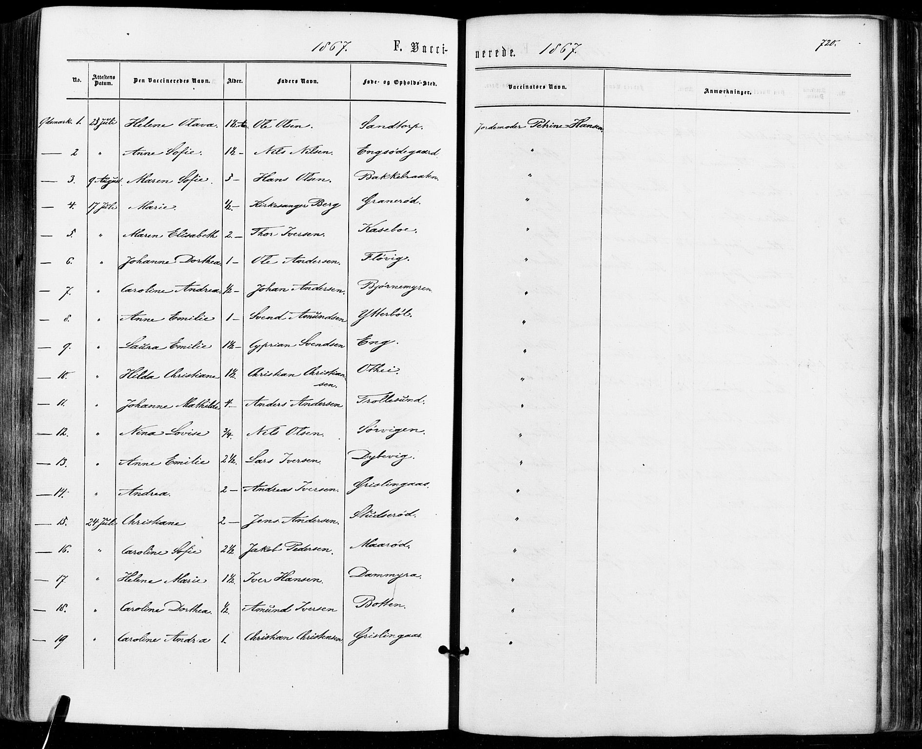 Aremark prestekontor Kirkebøker, SAO/A-10899/F/Fc/L0004: Parish register (official) no. III 4, 1866-1877, p. 719-720