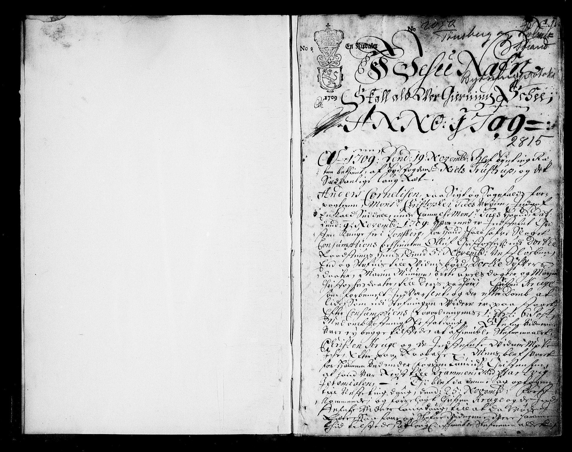 Tønsberg byfogd, SAKO/A-224/F/Fa/L0008: Tingbok, 1709-1715, p. 1