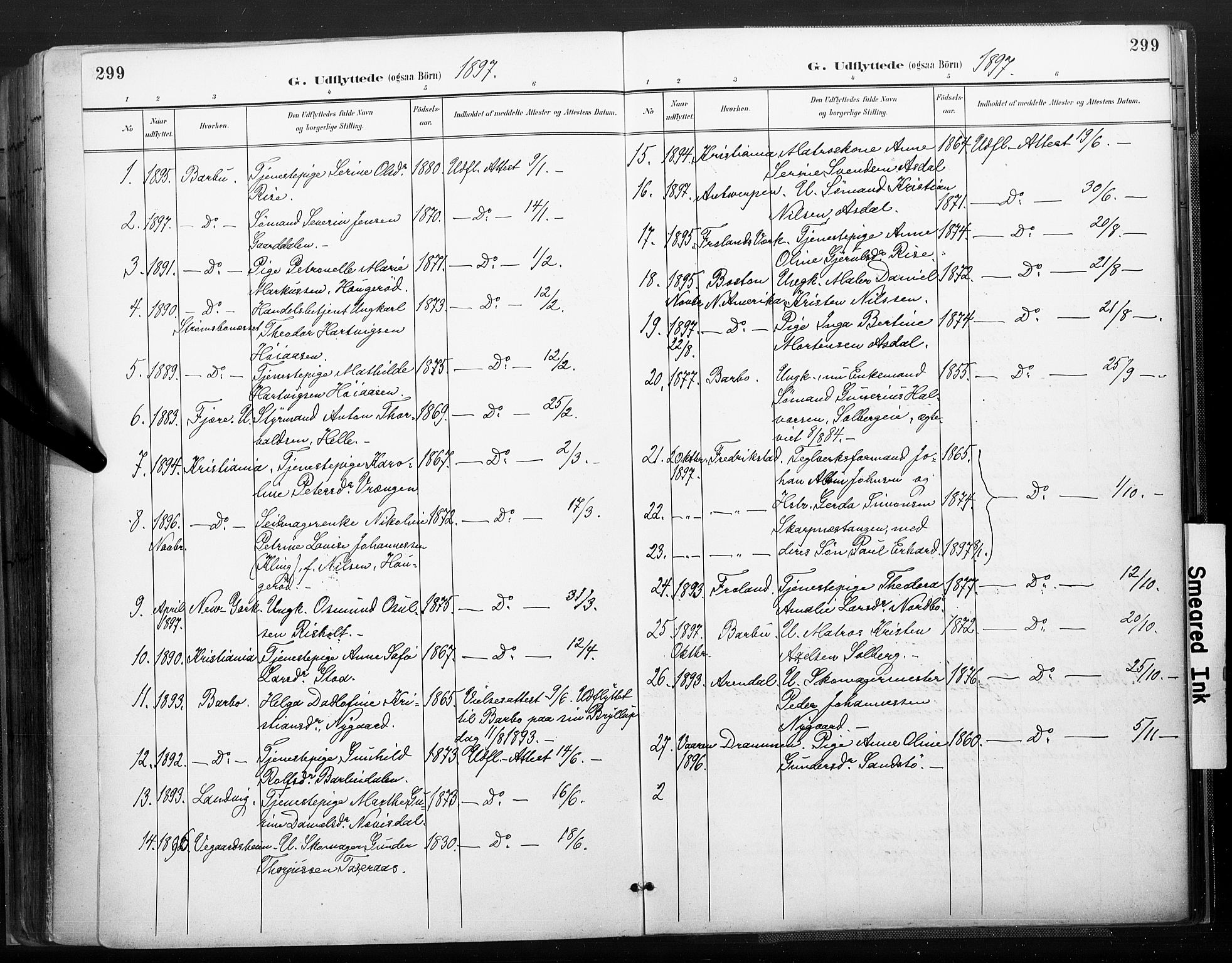 Øyestad sokneprestkontor, AV/SAK-1111-0049/F/Fa/L0018: Parish register (official) no. A 18, 1897-1907, p. 299