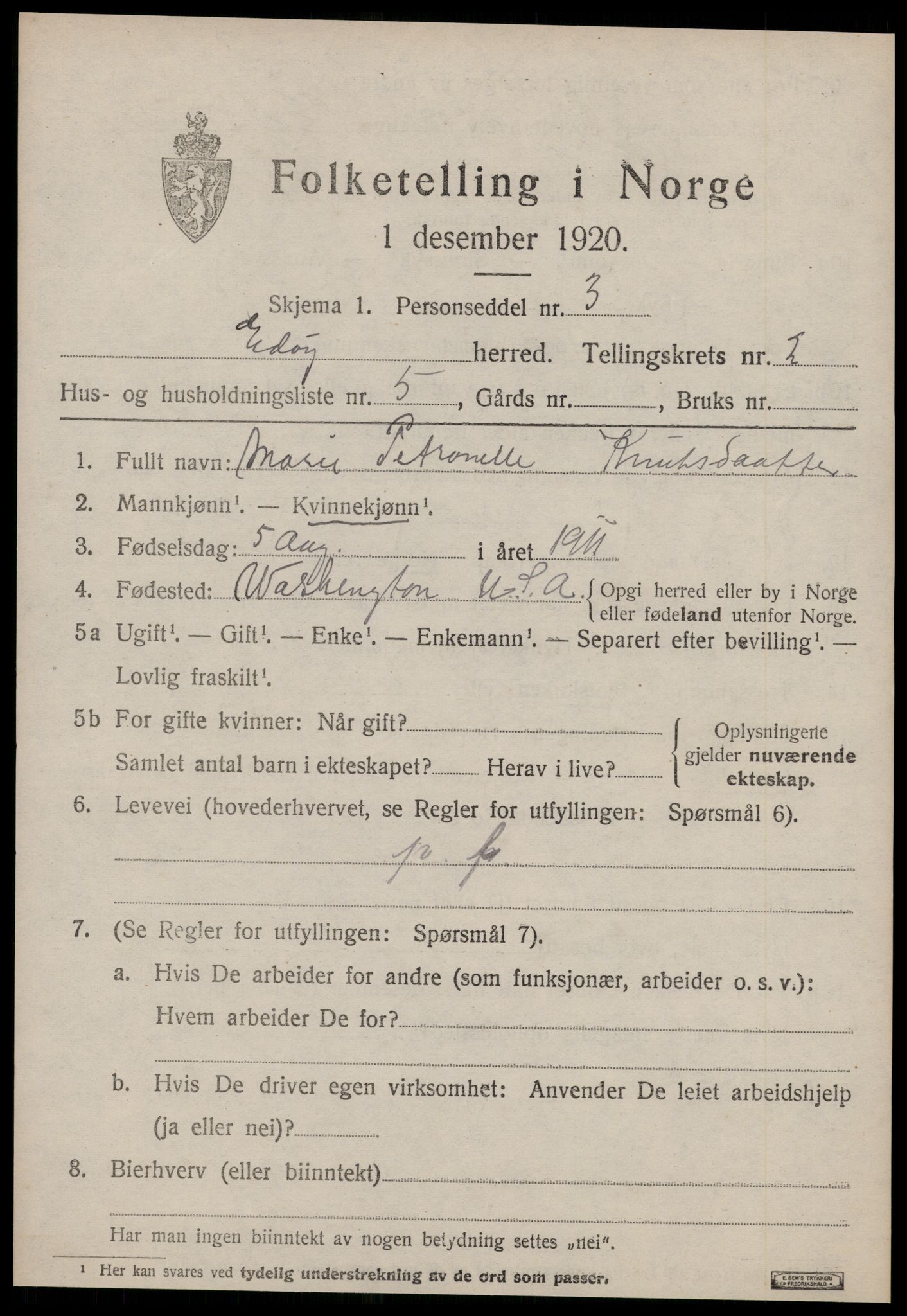 SAT, 1920 census for Edøy, 1920, p. 776