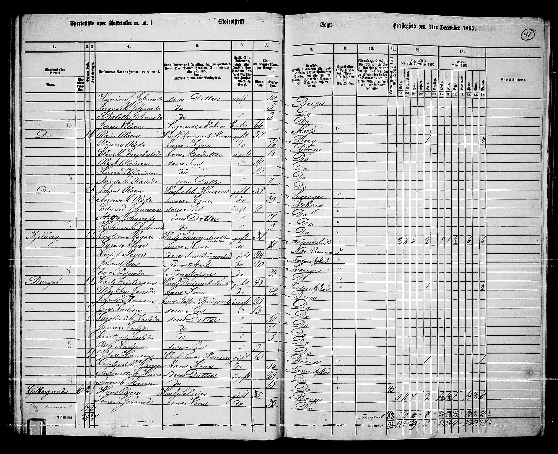 RA, 1865 census for Borge, 1865, p. 39