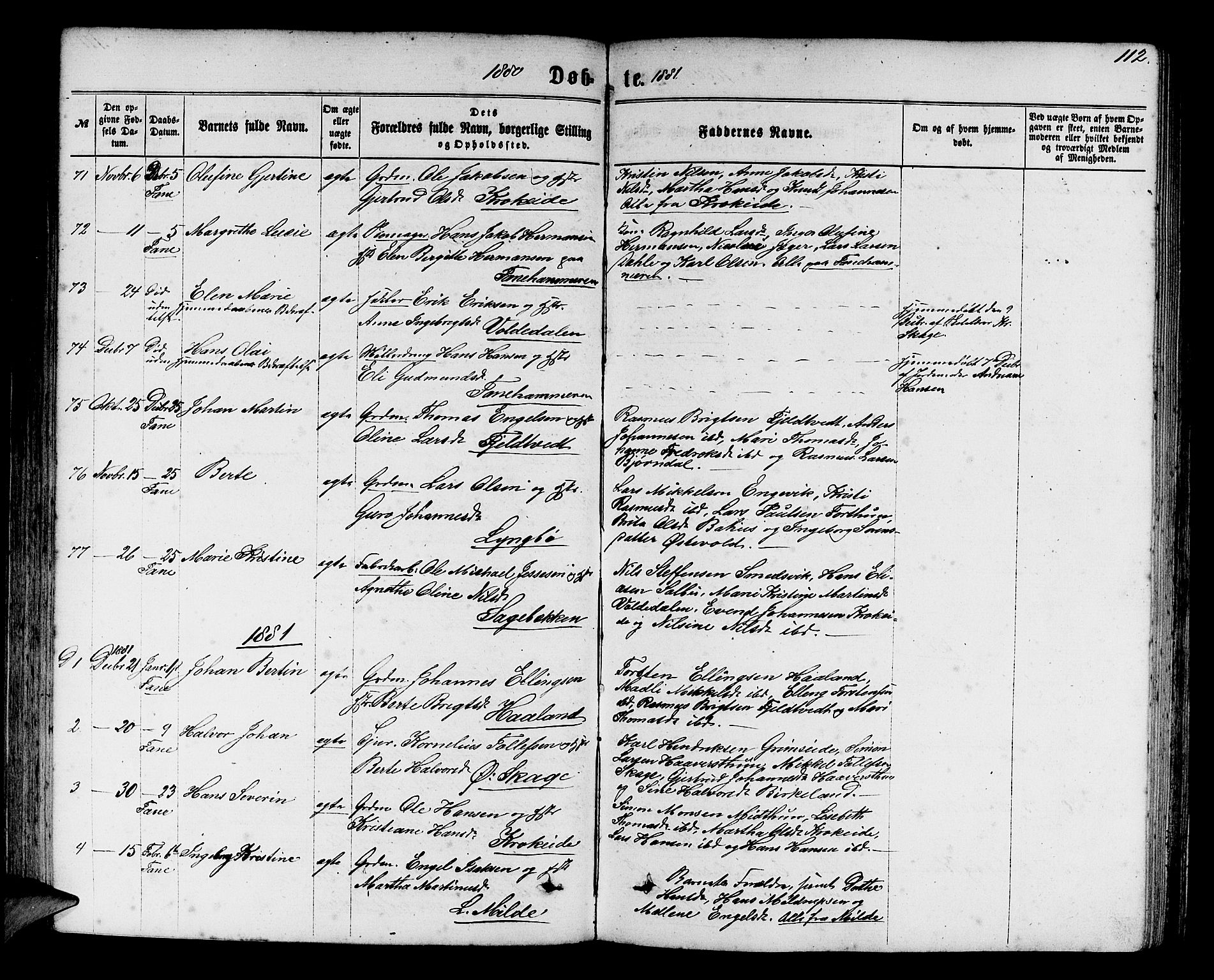 Fana Sokneprestembete, SAB/A-75101/H/Hab/Habb/L0003: Parish register (copy) no. B 3, 1861-1888, p. 112